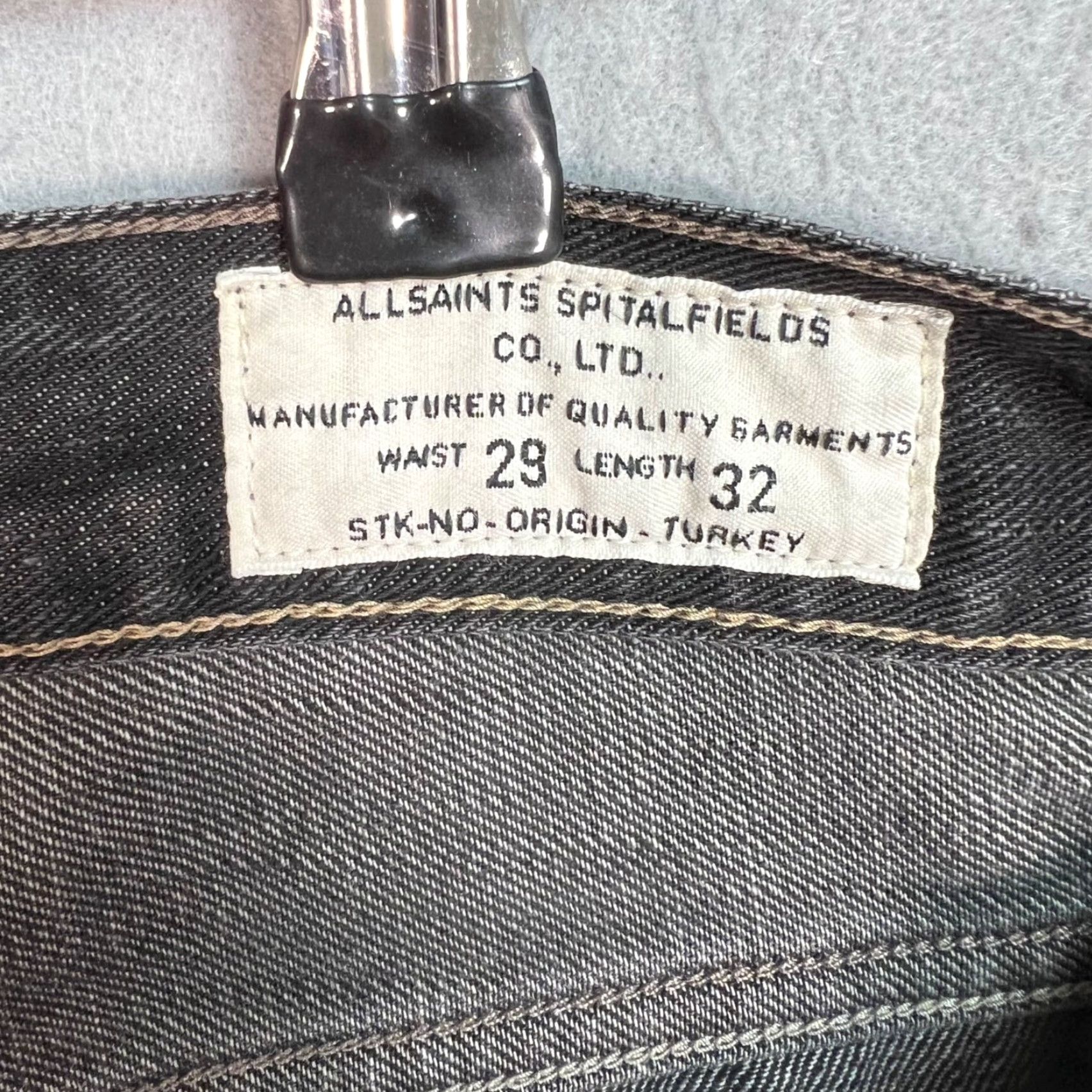 Allsaints VINTAGE AllSaints Spitalfields Mens Black Slim Fit Crop Jeans Adult 29 Regular 31x24 Cotton Denim Denim Tapered 90s Mens Size US 29 - 3 Thumbnail