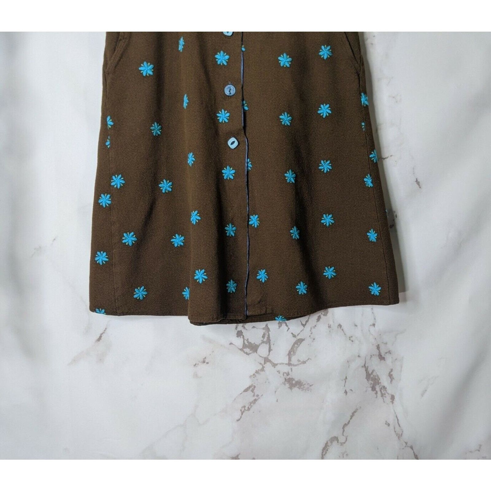 Vintage Vintage Skirt Women XS 26 2 Brown Midi Embroidered Prairie Size 26" / US 2 / IT 38 - 4 Thumbnail