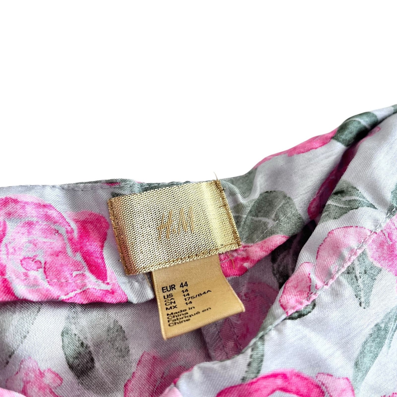 H&M H&M floral woven pink white dress pants with a sheen size 14 Size 36" / US 14 / IT 50 - 2 Thumbnail