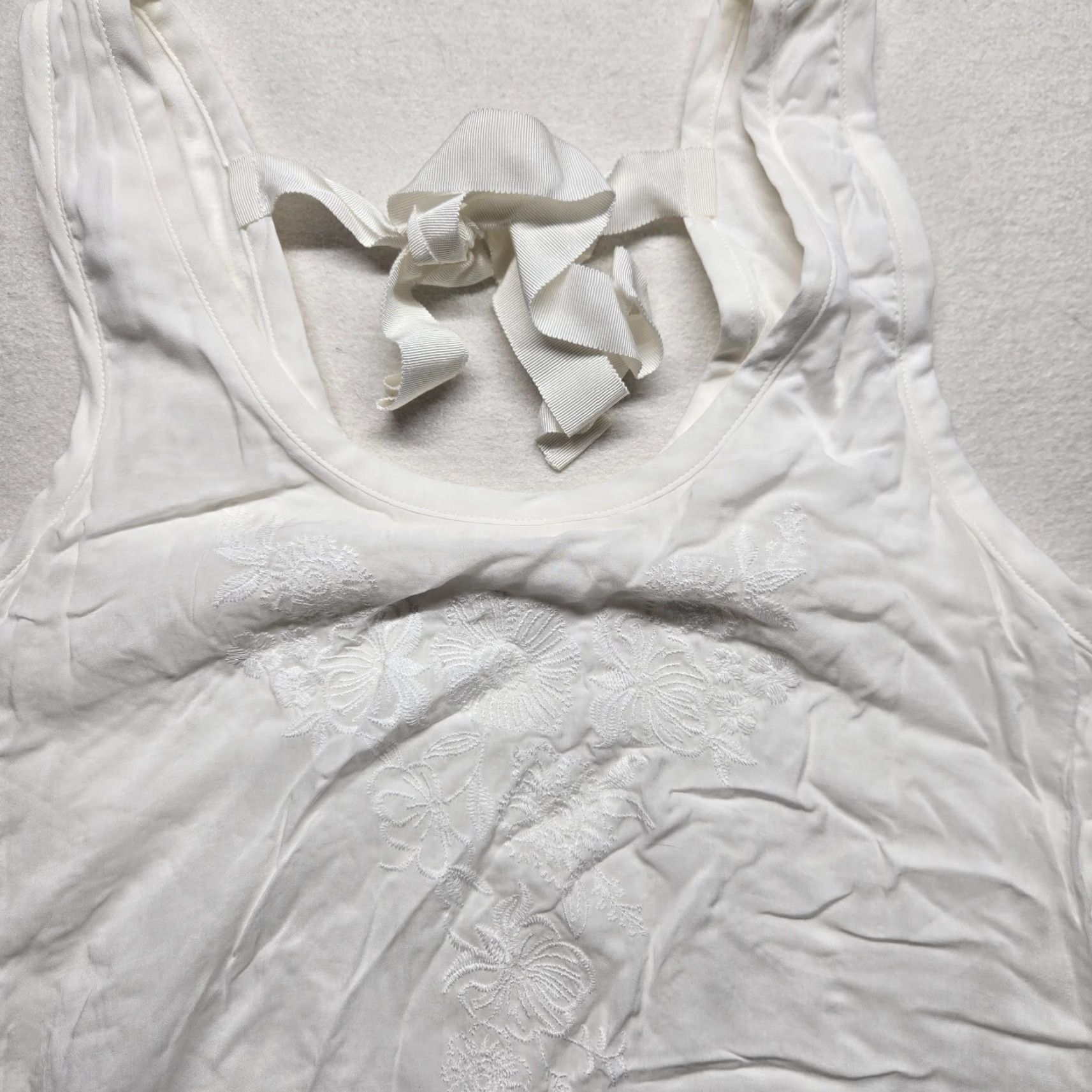 Vintage White Sleeveless Tank Top Shirt for Women, Size L, 100% Rayon, Business Casual Workwear Size L / US 10 / IT 46 - 2 Thumbnail