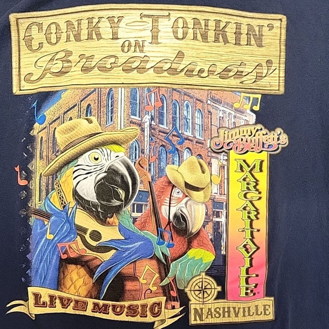 Vintage Margaritaville Shirt Mens M Blue Jimmy Buffett Konky Tonkin' Broadway Nashville T-Shirt Crew Neck Short Sleeve Graphic Print Cotton Jersey Men M Blue Size US M / EU 48-50 / 2 - 5 Thumbnail