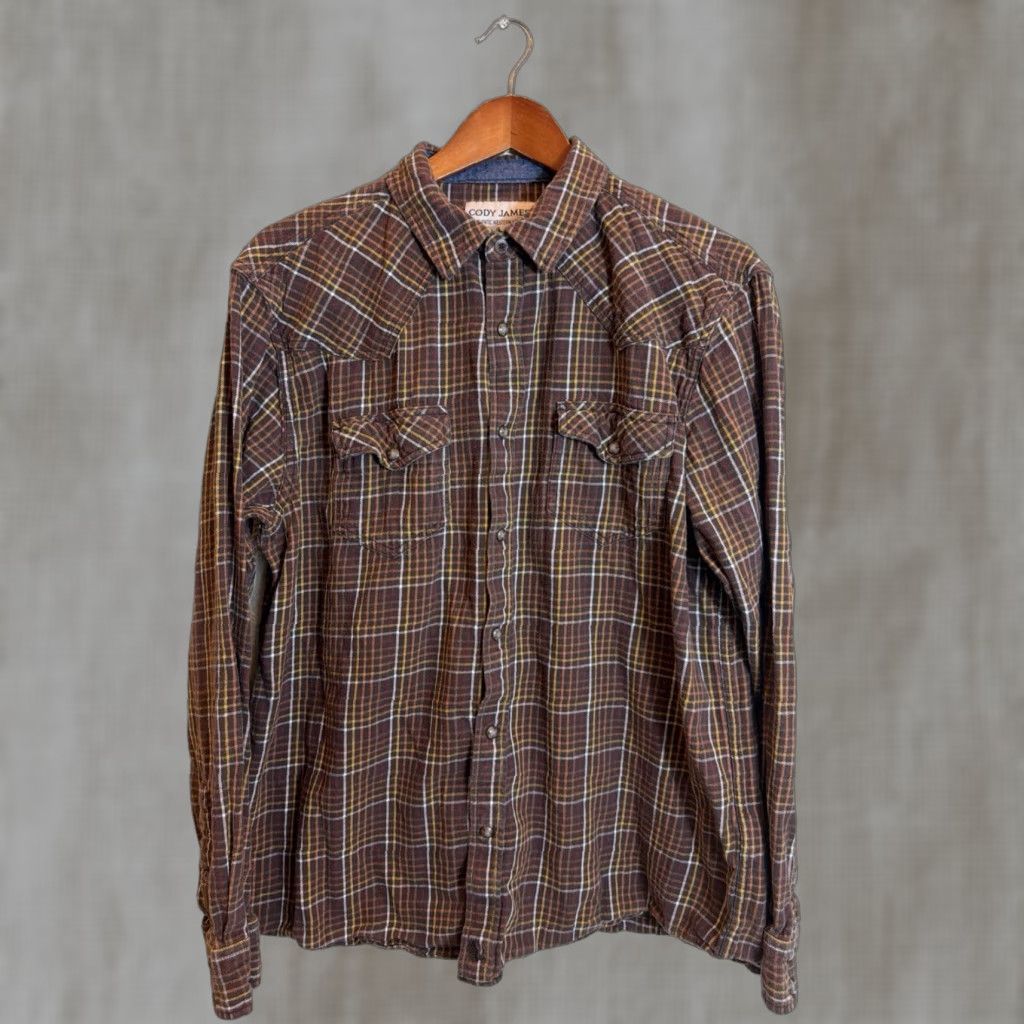 Cody James **Cody James Mens Large Brown Plaid Flannel Shirt** User: Cody James Mens Large Brown Plaid Flannel Shirt Size US L / EU 52-54 / 3 - 1 Thumbnail