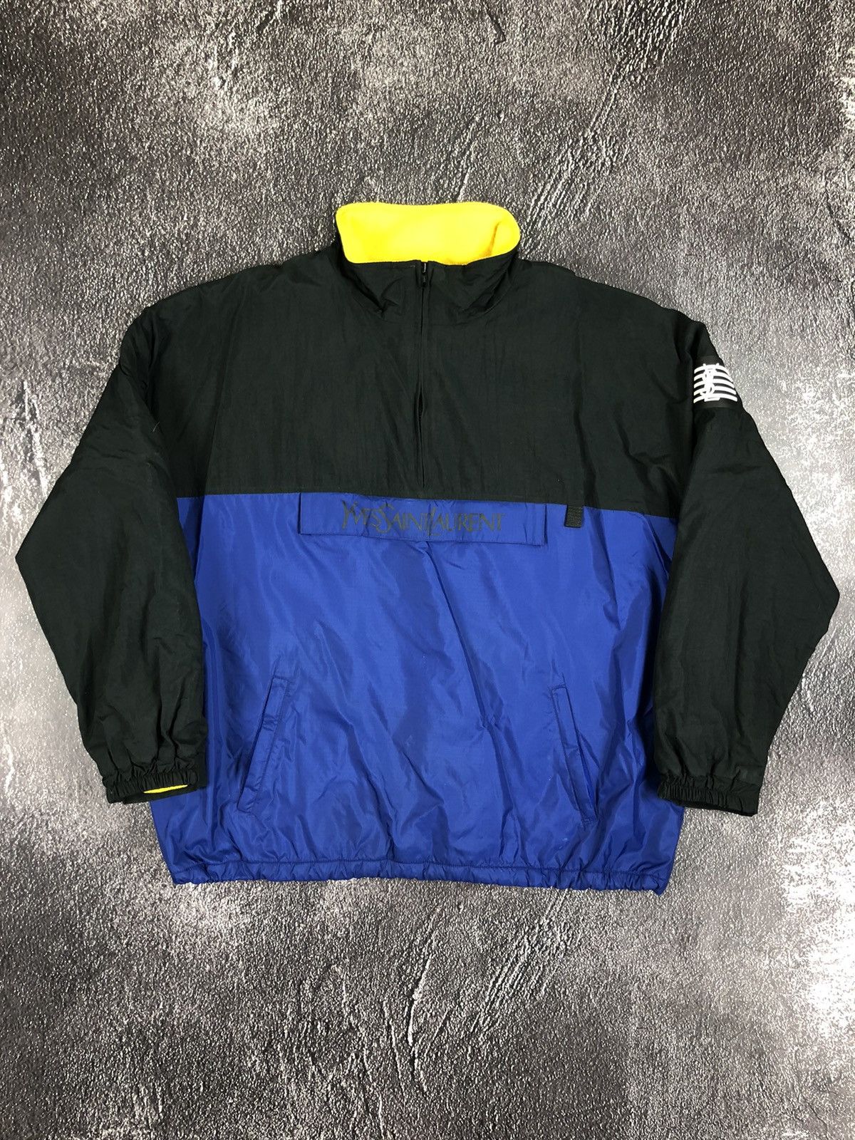 image of YSL Vintage YVES Saint Laurent YSL Anorak Jacket in Black/Blue, Men's (Size XL)