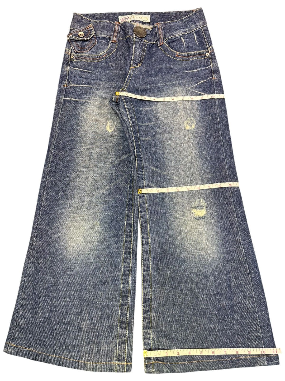 Fubu Vintage Red Pepper Buckle Back Distress Baggy Flare Jeans Size 29" - 8 Thumbnail