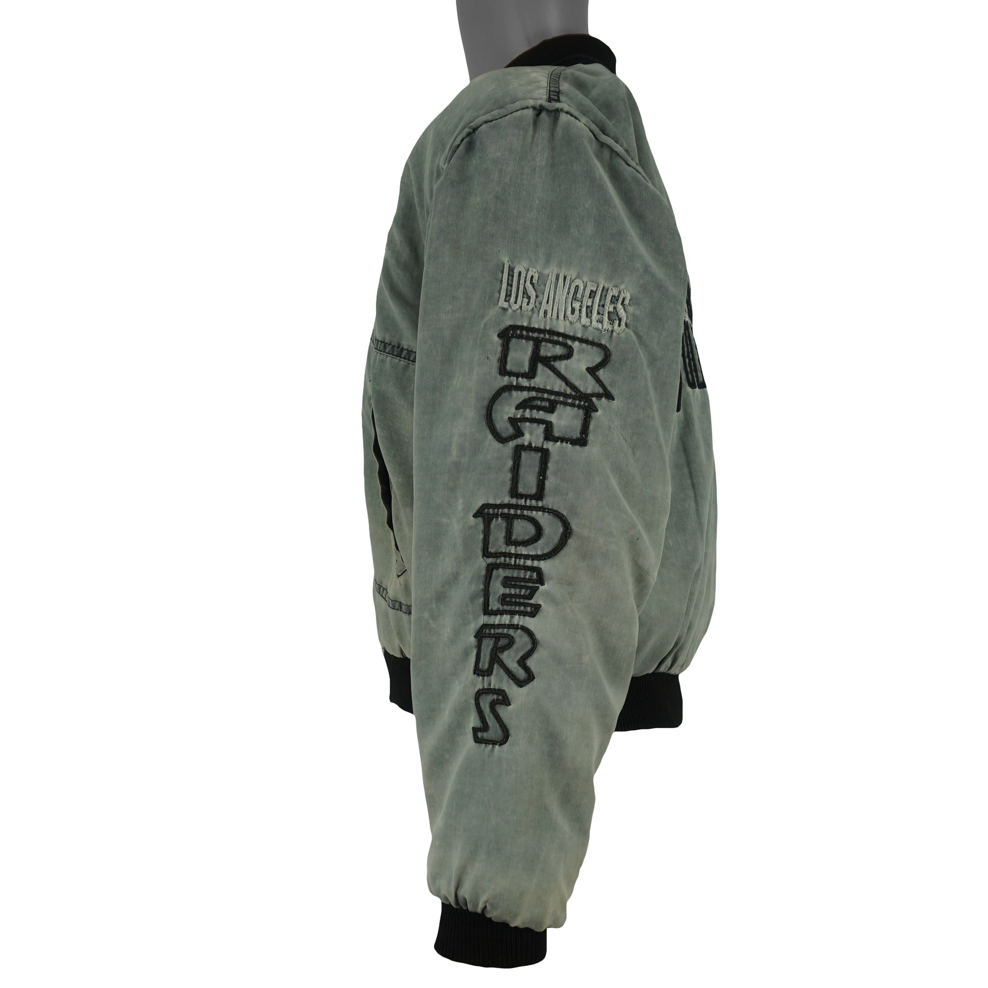 NFL Los Angeles Raiders Distressed Bomber Jacket 1990s Size US XS / EU 42 / 0 - 3 Thumbnail