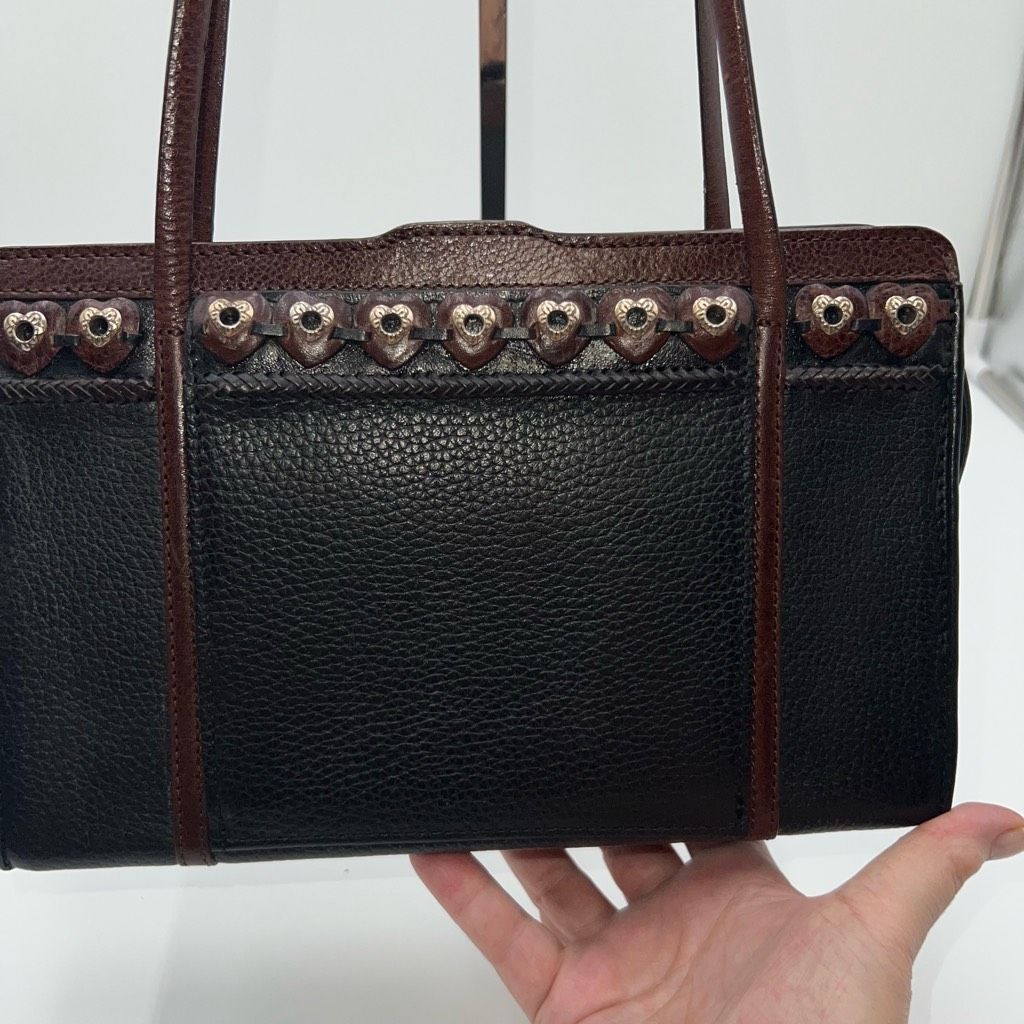 Brighton Leather Shoulder Bag Organizer Purse Hearts Accent