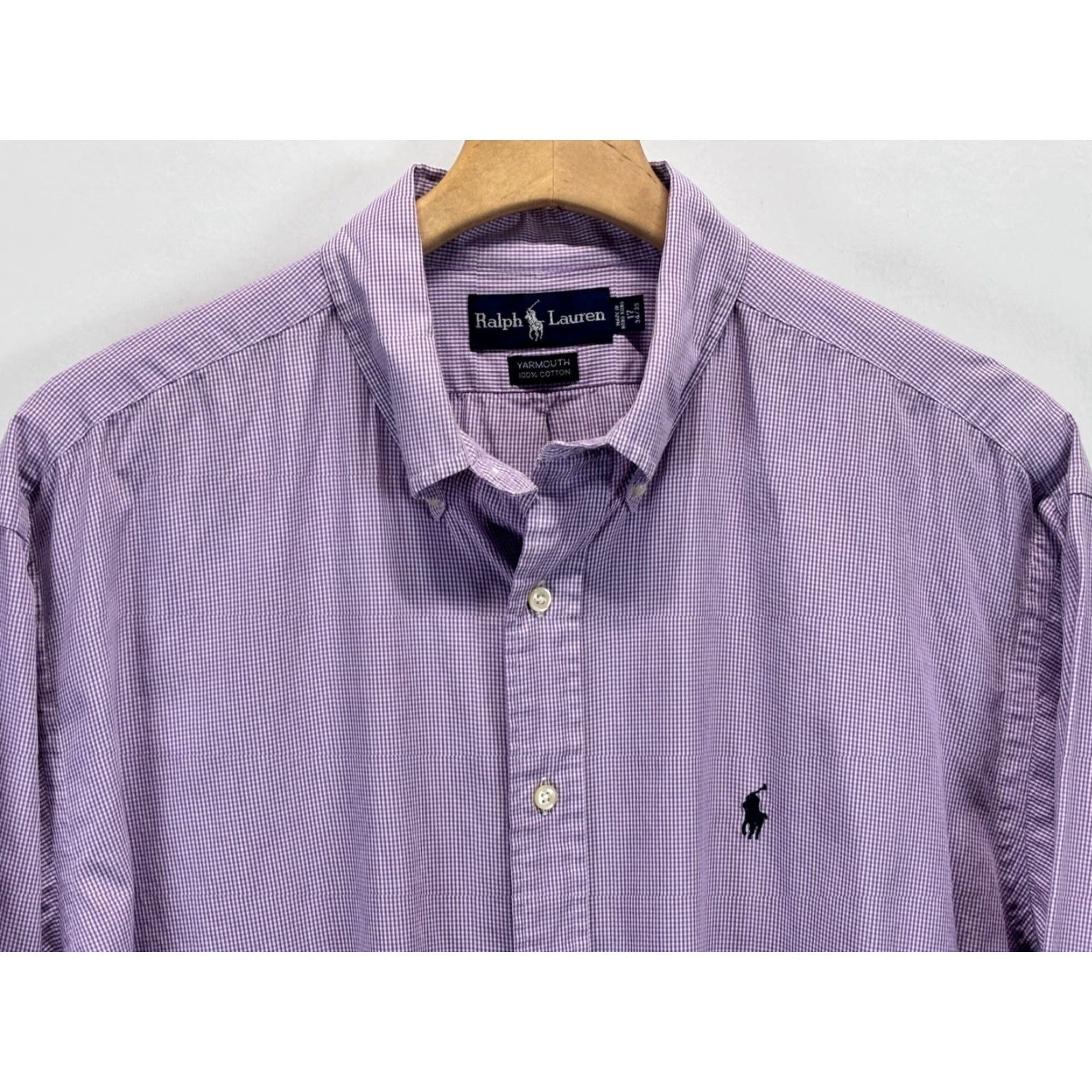Ralph Lauren Ralph Lauren Button-Down Shirt Sz 17 34/35 Men’s Purple White Check Yarmouth Size US XL / EU 56 / 4 - 2 Thumbnail