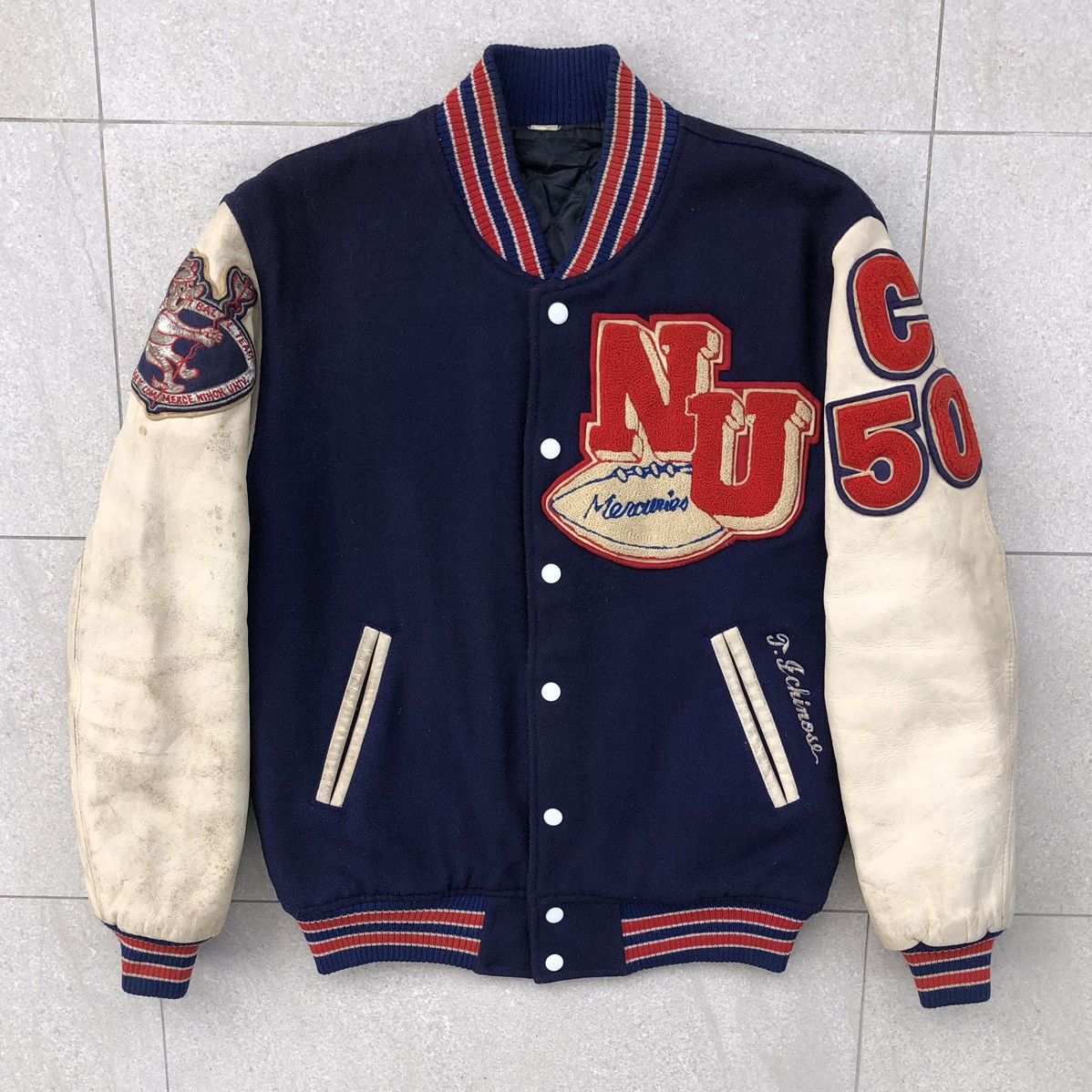 Vintage Vintage NU Basketball Latterman Wool Leather Varsity Jacket Size US M / EU 48-50 / 2 - 14 Thumbnail