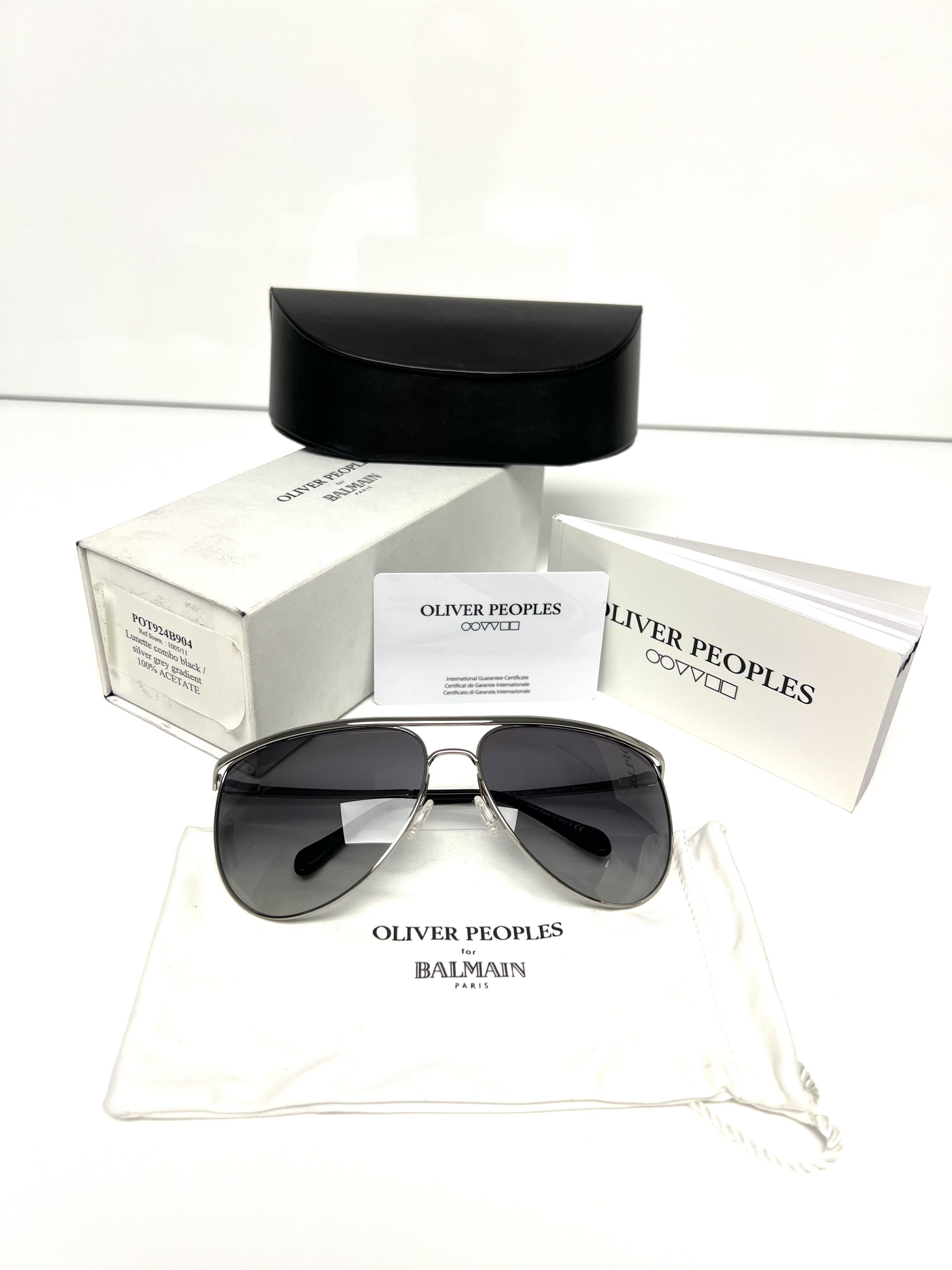 Balmain NEW OLIVER PEOPLES/ BALMAIN GREY GRADIENT AVIATOR SUNGLASSES Size ONE SIZE - 4 Thumbnail