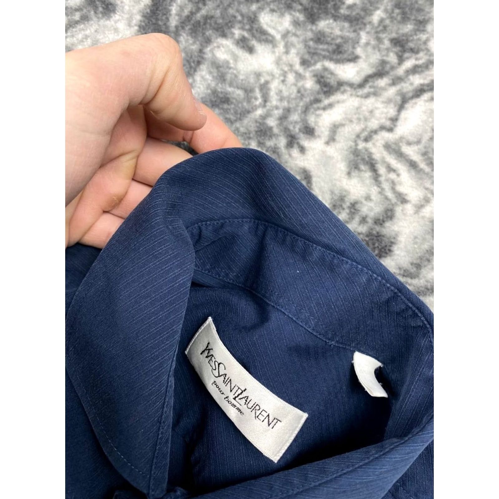 Yves Saint Laurent VINTAGE Saint Laurent Shirt Collared Long Sleeve Men M Blue Button Size US M / EU 48-50 / 2 - 4 Thumbnail