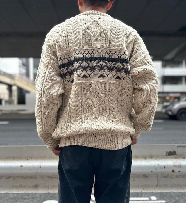 Aran Crafts × Barbour 80s Wool Sweater Aran Crafts Fisherman Cable Knitwear Size US L / EU 52-54 / 3 - 9 Thumbnail