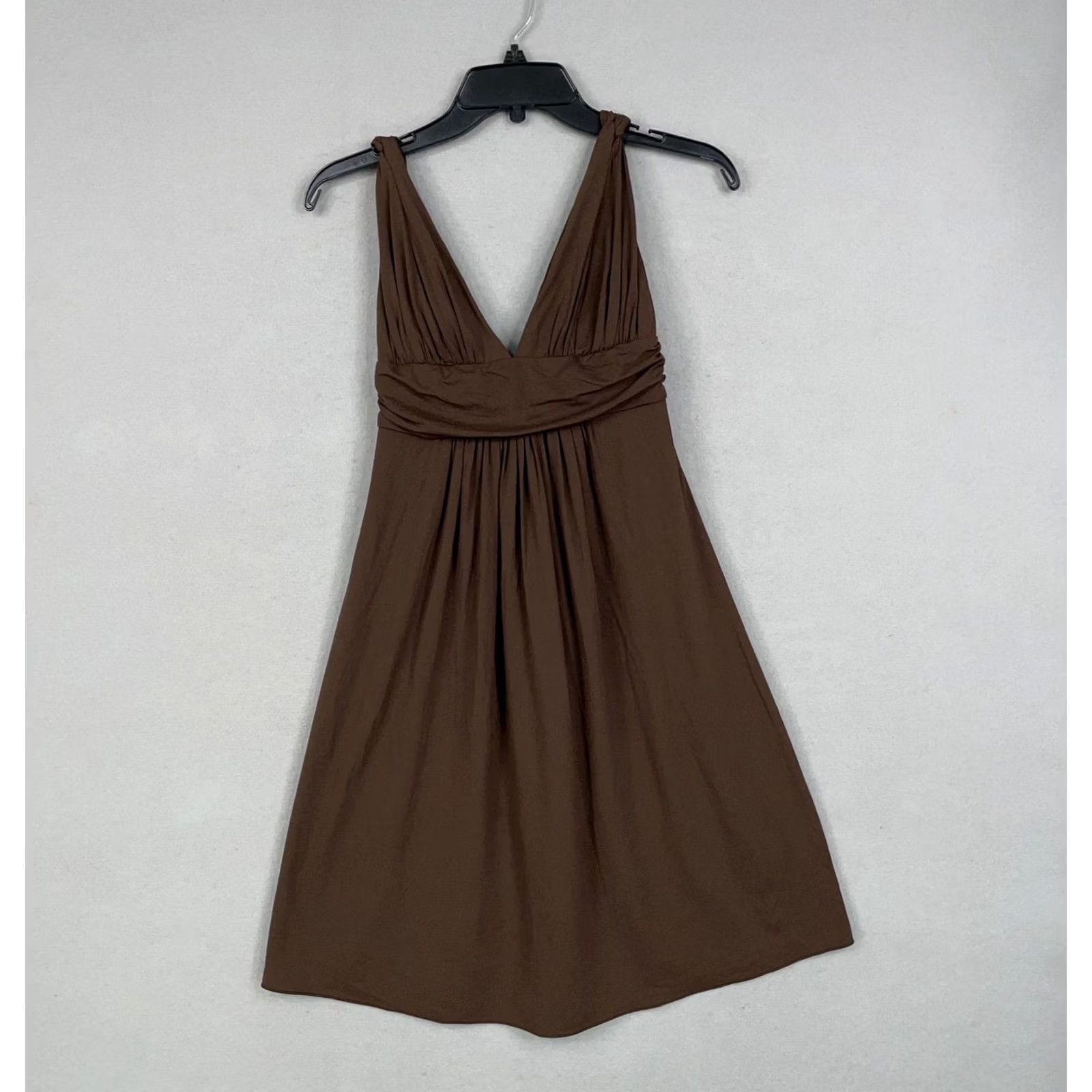 Vintage Carmen Marc Valvo Swim Dress Womens XSmall Brown Halter Empire Waist Cover Up Size XS / US 0-2 / IT 36-38 - 2 Thumbnail