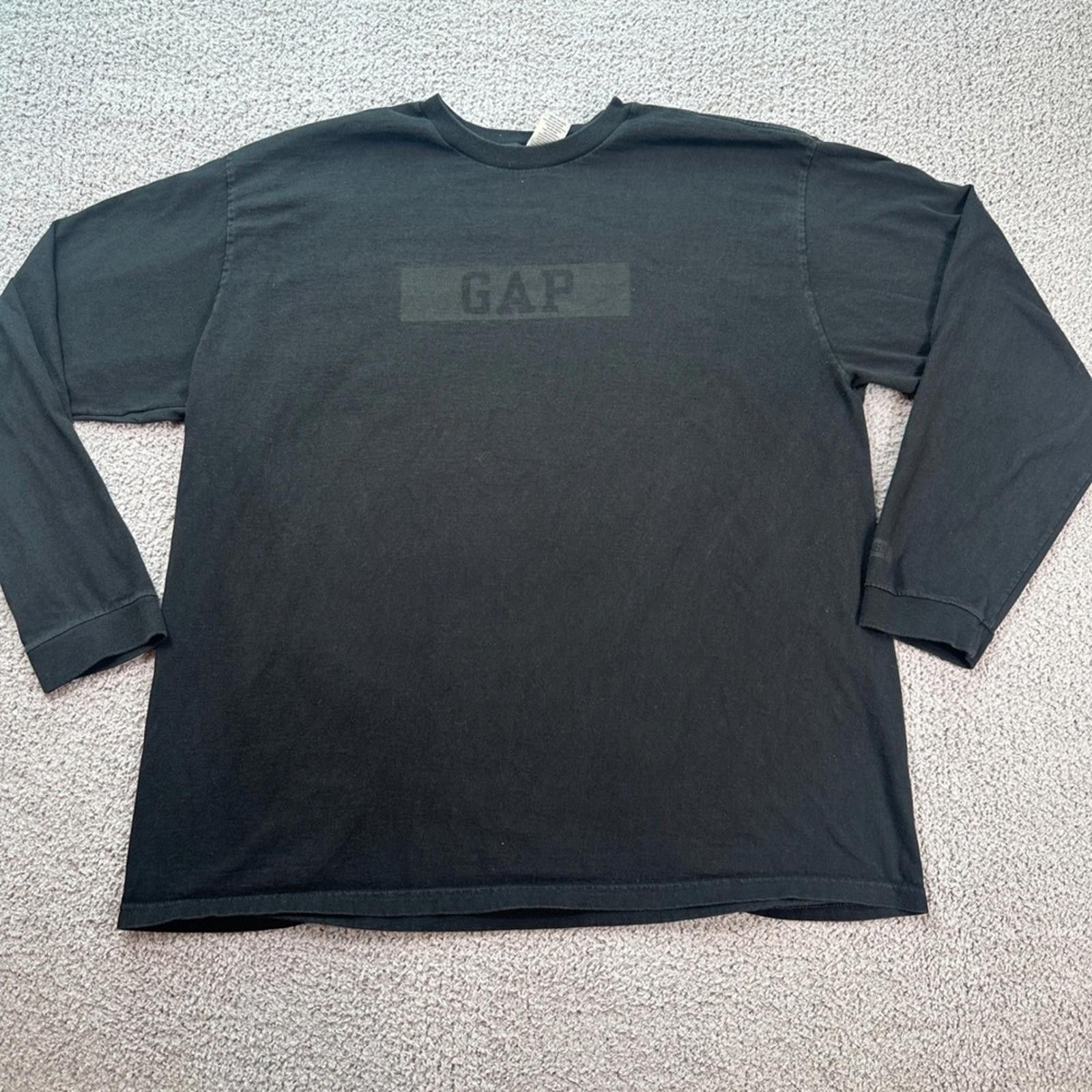Gap GAP Box Logo Mens Black Long Sleeve T Shirt XL Made in USA Size US XL / EU 56 / 4 - 1 Thumbnail