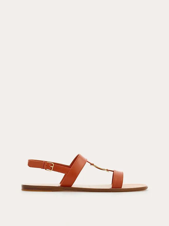 Salvatore Ferragamo o1s1rm0824 Vida Leather Sandals in Brown Size US 7.5 / IT 37.5 - 1 Thumbnail