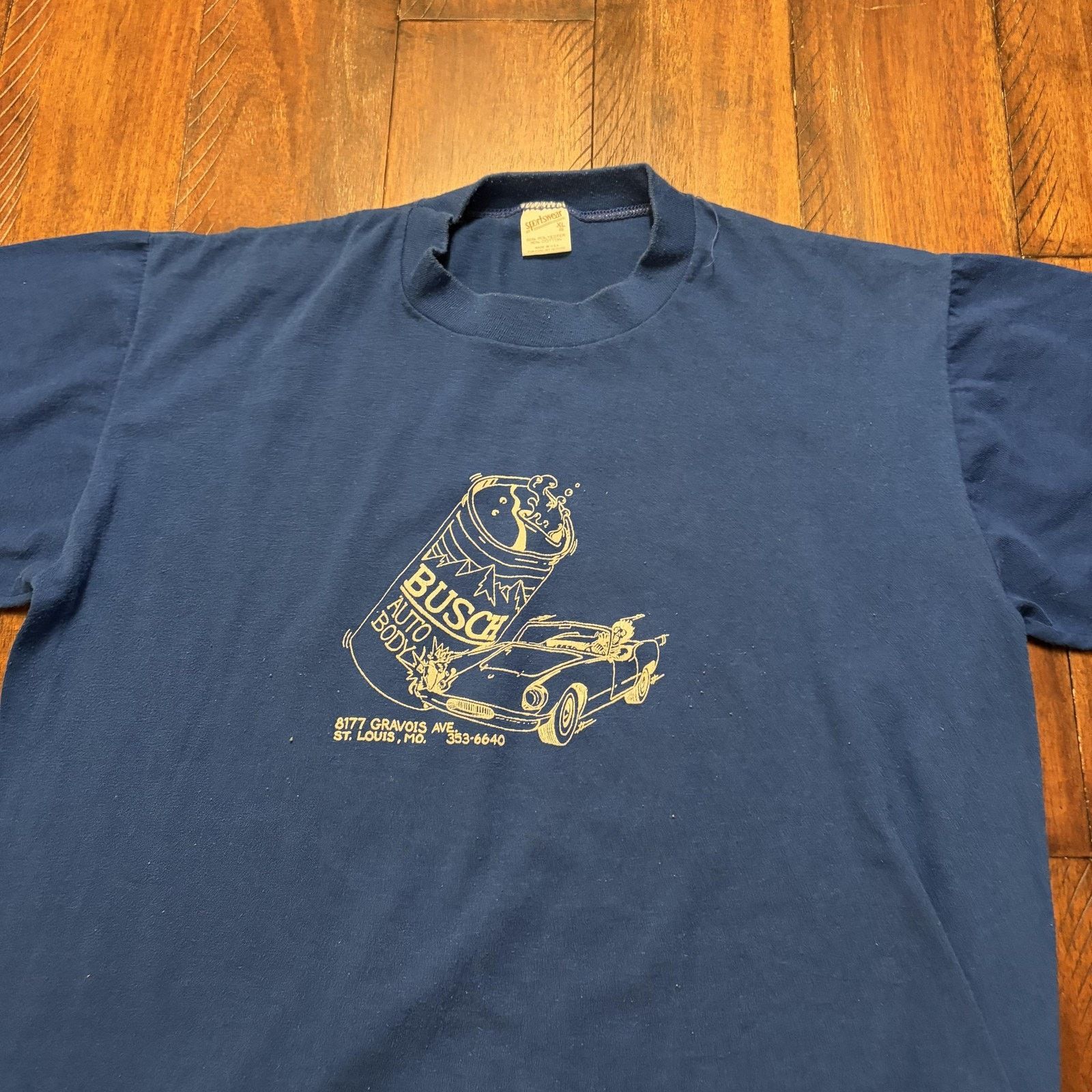Vintage Vtg Busch Auto Body Shirt Mens XL Beer Can Car St Louis USA Size US XL / EU 56 / 4 - 3 Thumbnail