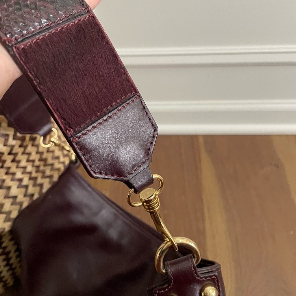 Other Iacucci Bordeaux Leather Patchwork Strap Hobo Shoulder Bag P Size ONE SIZE - 4 Thumbnail