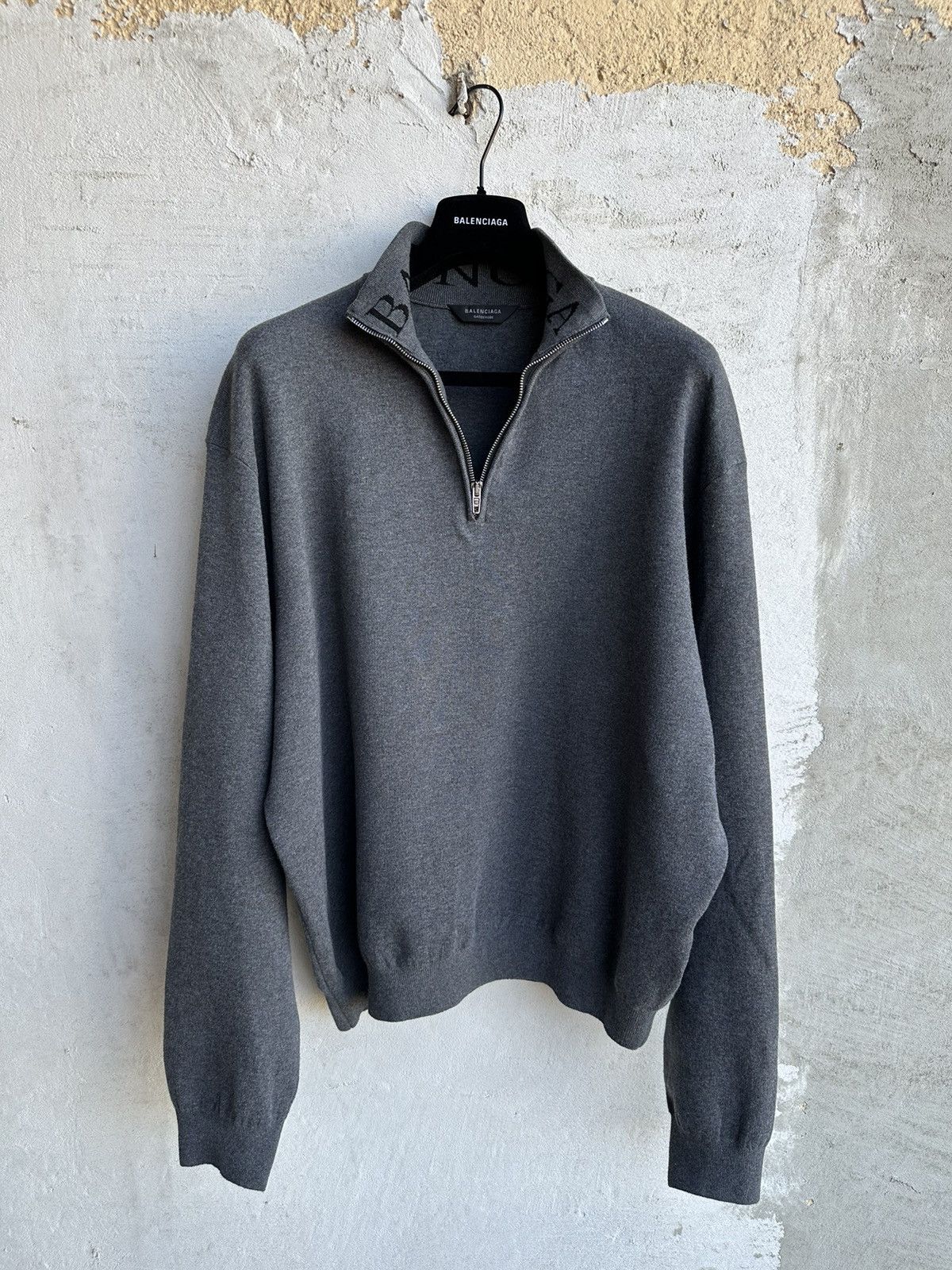 Balenciaga [L] 2050$ Spring26 Half-zip grey sweater Size US L / EU 52-54 / 3 - 1 Thumbnail