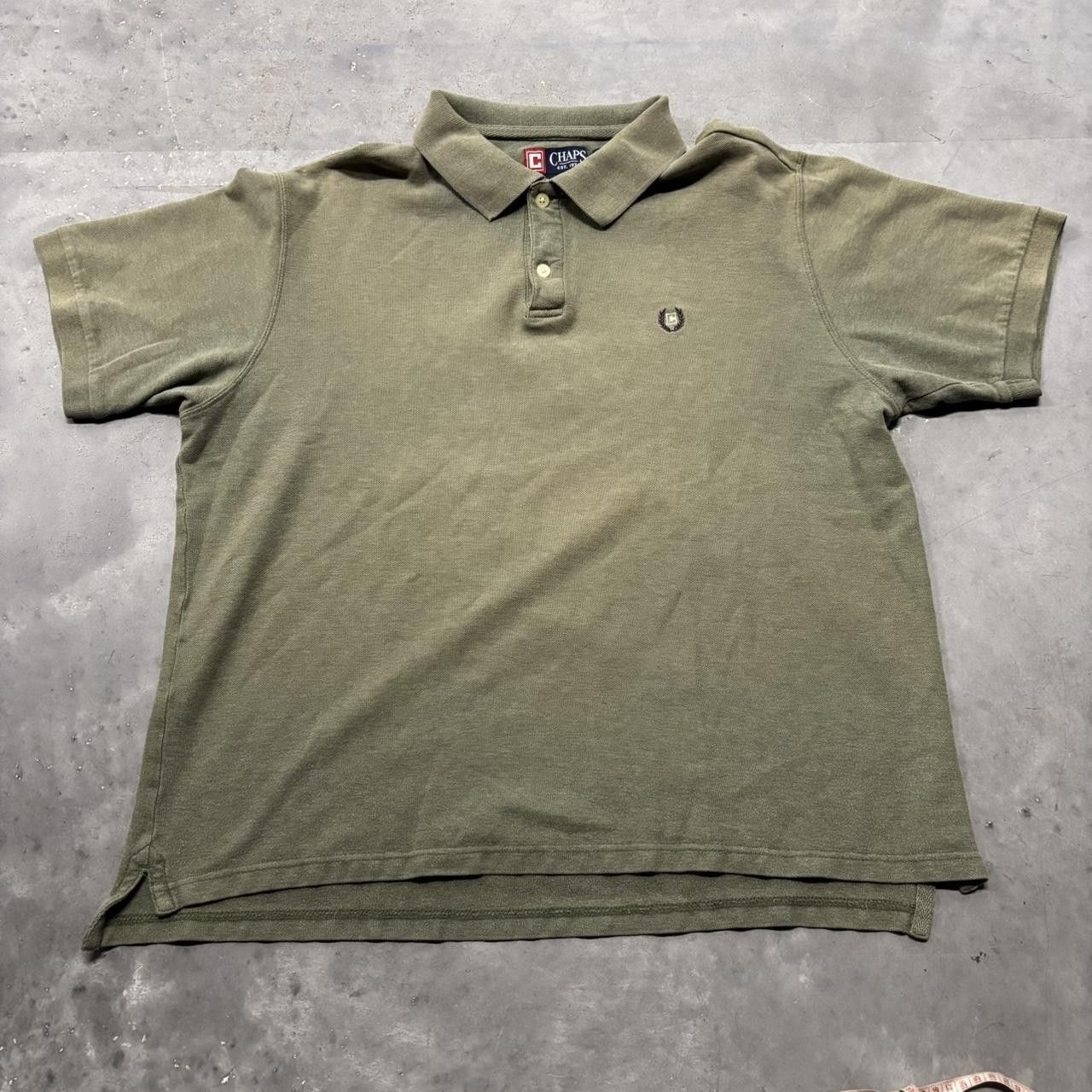 Japanese Brand × Vintage Crazy Vintage Y2K/2000s Faded Khaki Green Streetwear Casual Essential Polo Shirt! Size US XL / EU 56 / 4 - 1 Thumbnail