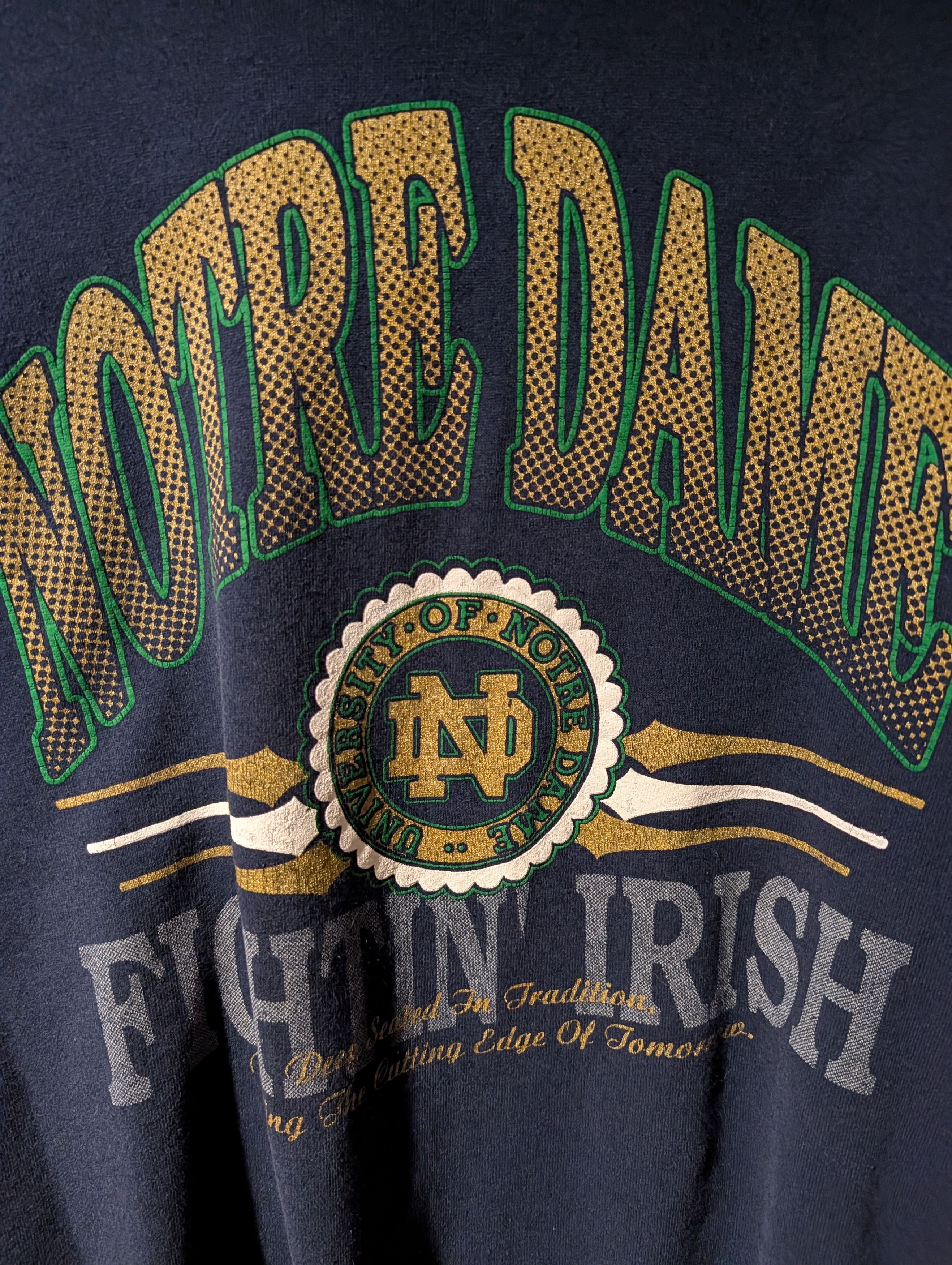 NCAA Vintage 90s Notre Dame Fighting Irish College Sweatshirt Size US XL / EU 56 / 4 - 2 Thumbnail