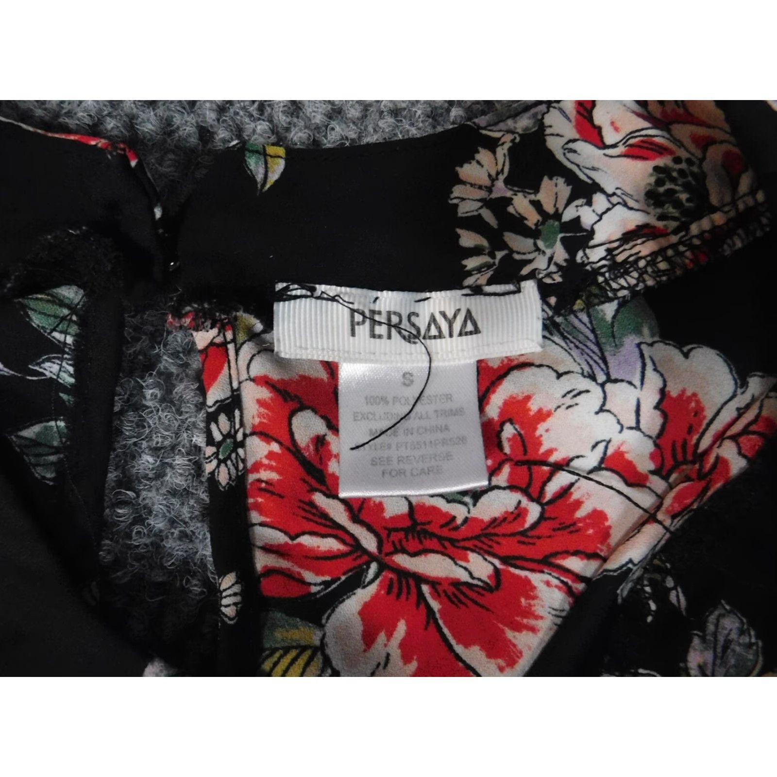 Vintage Persaya Womens Blouse Small black floral pullover Size S / US 4 / IT 40 - 4 Thumbnail