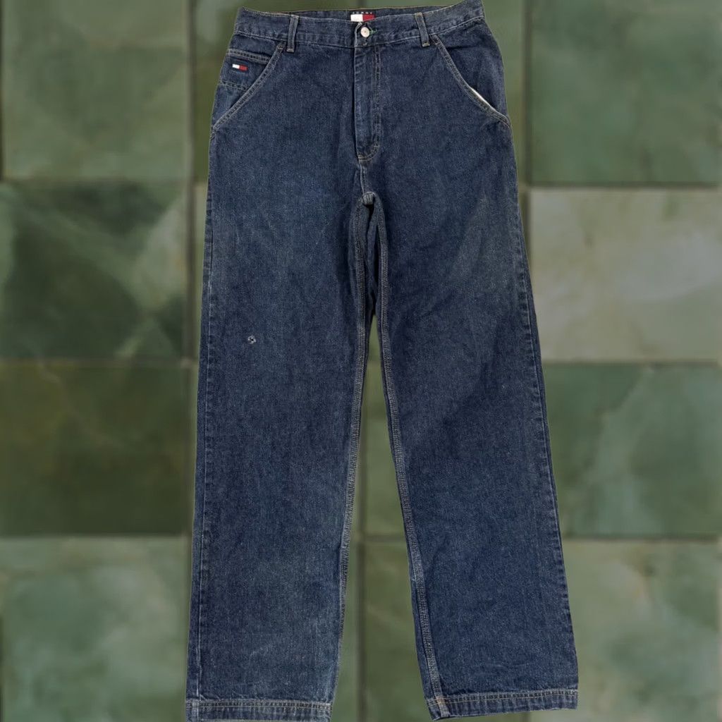 Tommy Hilfiger VINTAGE Tommy Hilfiger Jeans Men 33x34 Baggy Wide-Leg 90s Denim USA Jeans Mens 90s Wide-Leg Blue Tom* Size US 33 - 1 Thumbnail