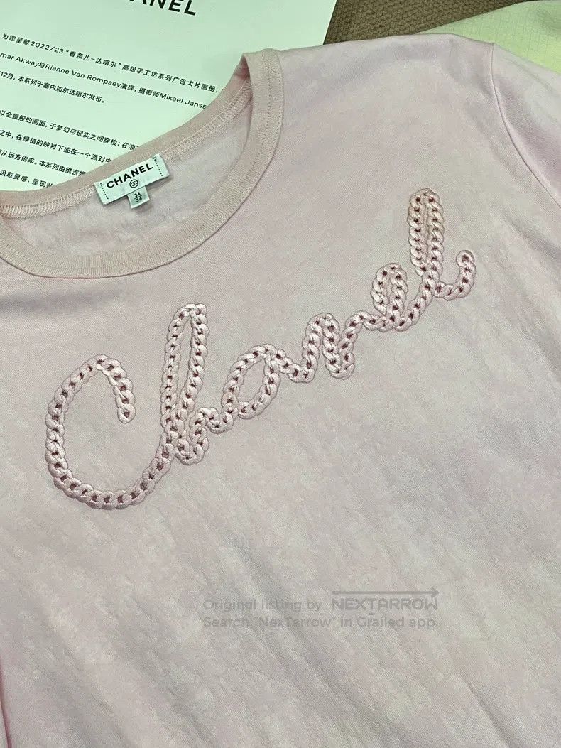 Chanel Chanel Pink hollow letter logo short sleeves Size XXS / US 00 / IT 34 - 3 Thumbnail