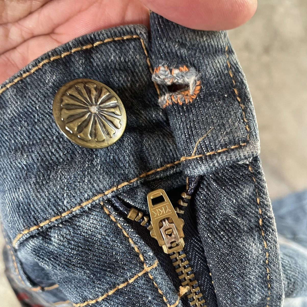 Japanese Brand 🔥🇯🇵Heaven Winger Stoned Washed Flare Distress Denim Jeans Size US 34 / EU 50 - 10 Thumbnail