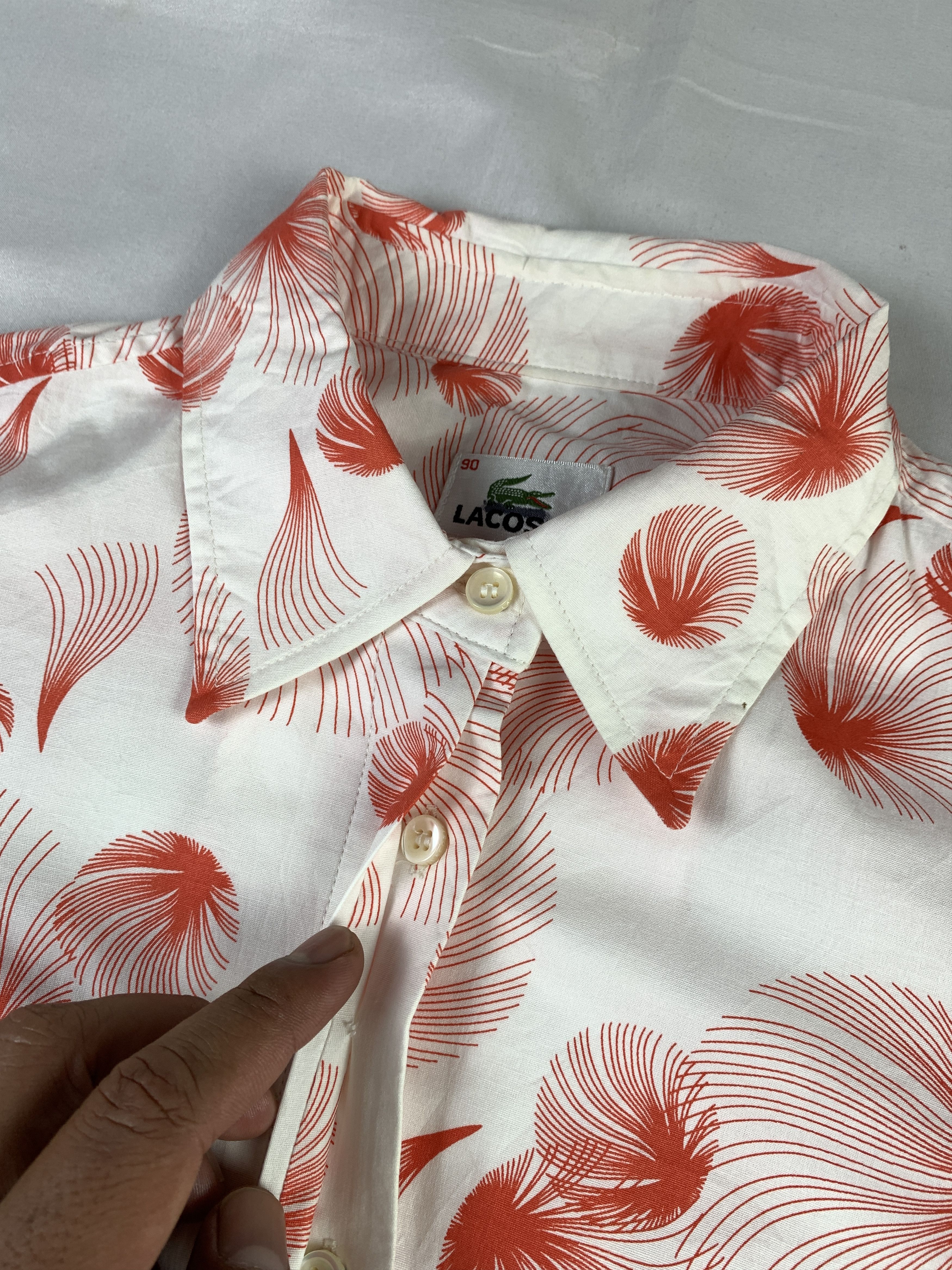 Lacoste Lacoste White Patterened Art Shirt (M) Size M / US 6-8 / IT 42-44 - 7 Thumbnail