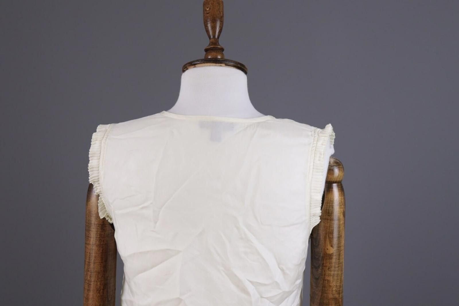 J.Crew J.Crew Beige 100% Silk Sleeveless Jabot Shirt Size 2 / XS Size XS / US 0-2 / IT 36-38 - 6 Thumbnail