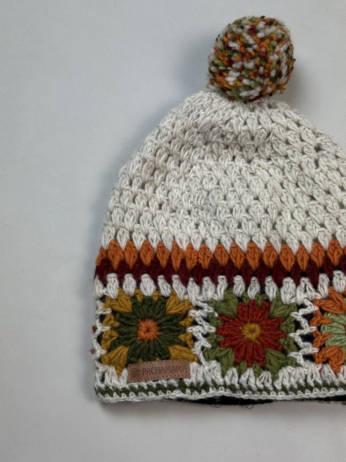 Other Pachamama Floral Pattern Hand Knitted Bobble Beanie Hat Size ONE SIZE - 2 Thumbnail
