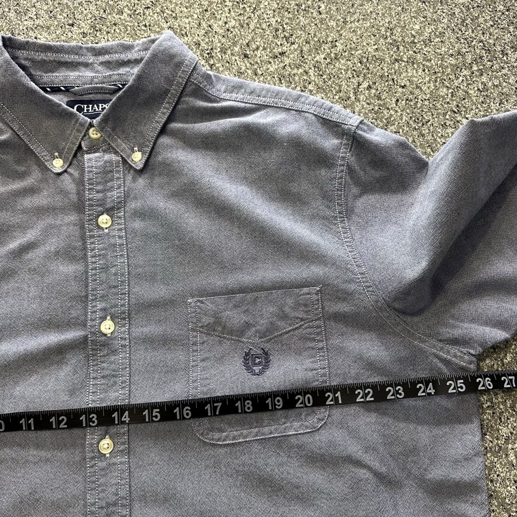 Chaps Chaps Shirt L Long Sleeve Button-Down Collared Twill Herringbone Blue Mens Size US L / EU 52-54 / 3 - 4 Thumbnail