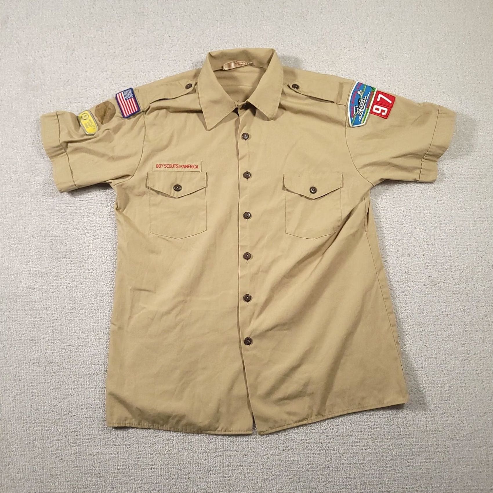 Vintage VINTAGE Boy Scouts Shirt Men’s L Patches Great Rivers Council Missouri Flag Mens Shirt L Brown - Size US L / EU 52-54 / 3 - 2 Thumbnail
