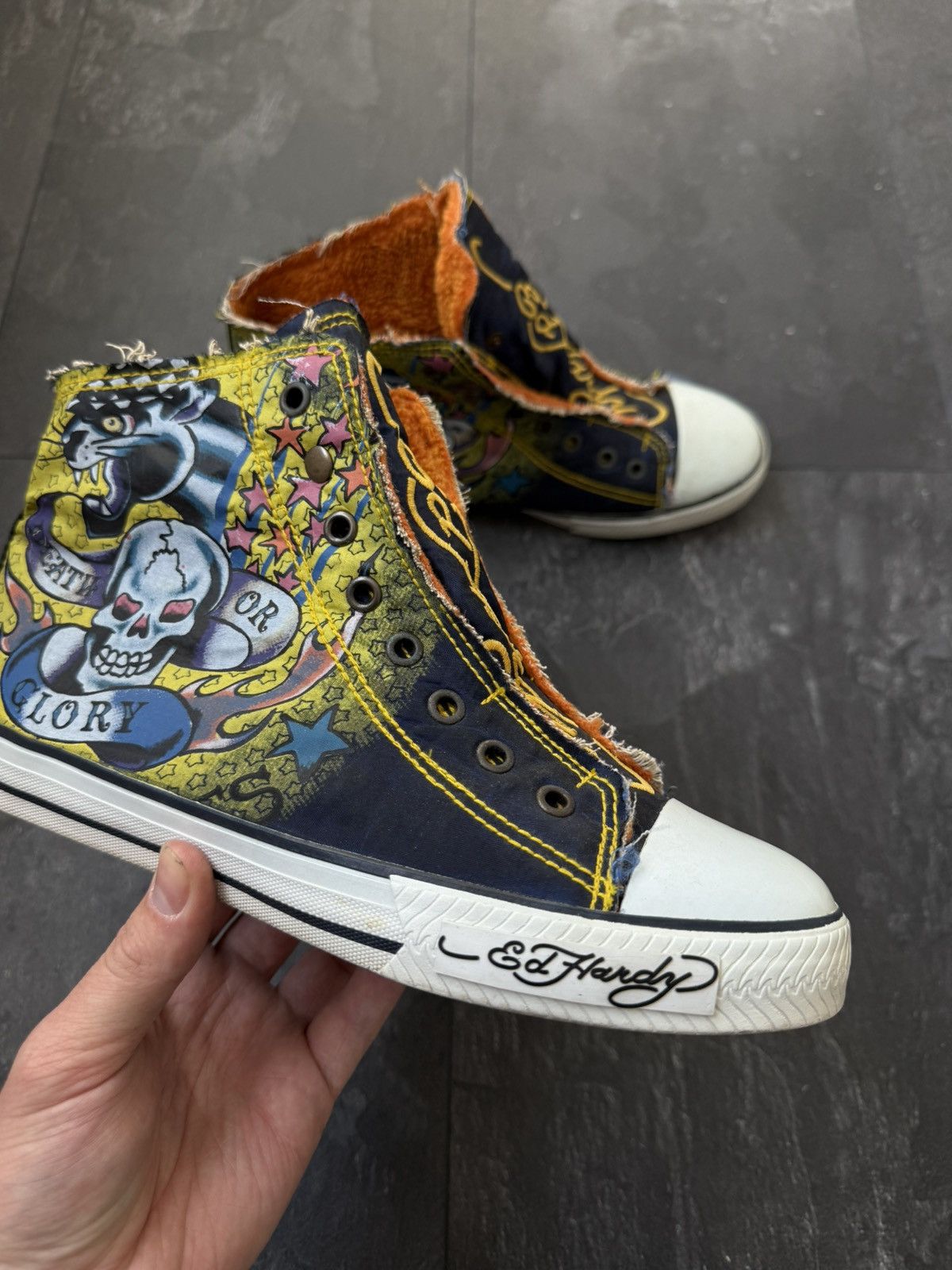 Ed Hardy × Japanese Brand × Vintage Mens Vintage Ed Hardy sneakers shoes skull dragon y2k rare Size US 8 / IT 38 - 4 Thumbnail