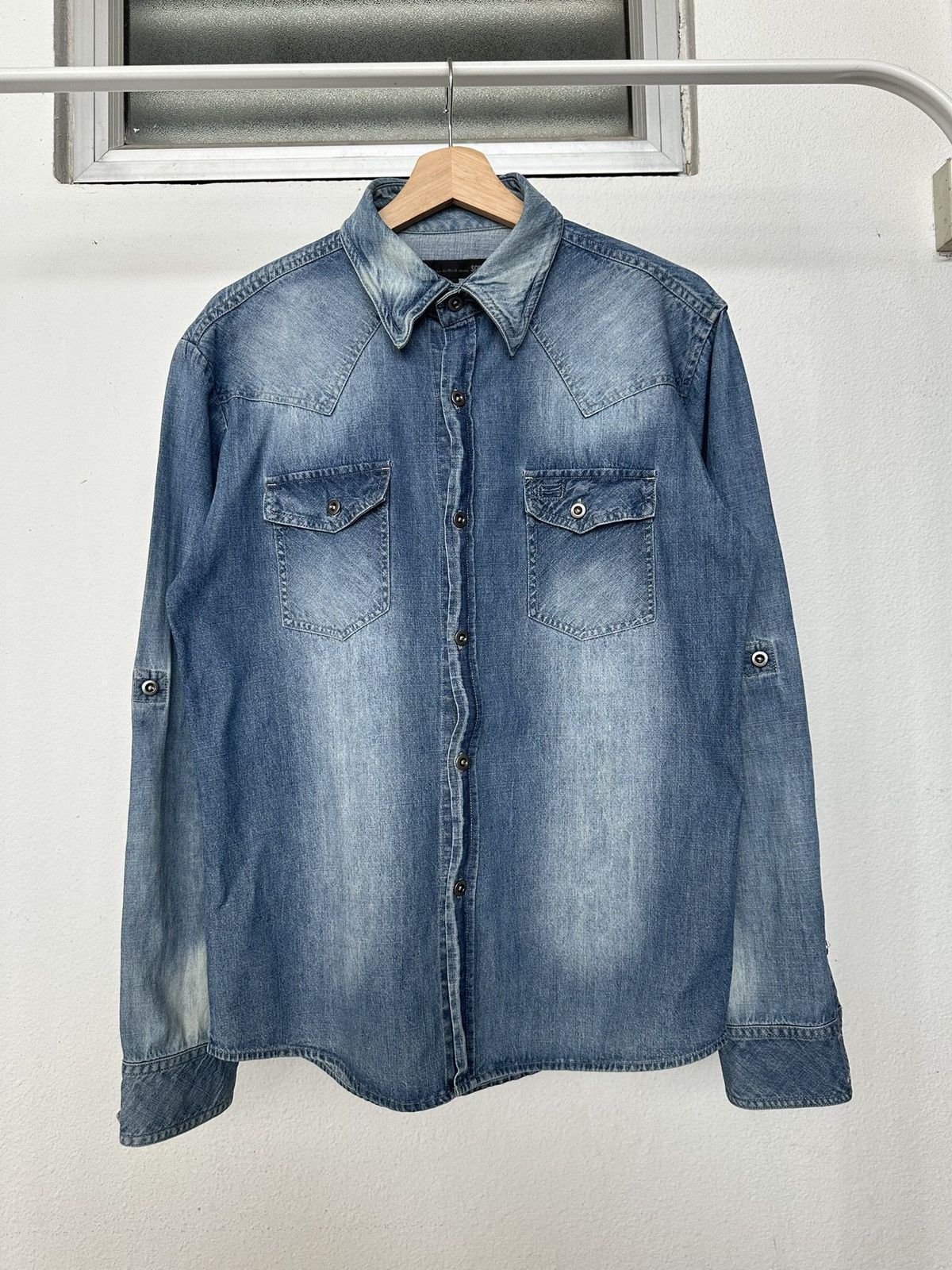 Schlussel 00's Schlussel j-rock stonewash denim shirt Size US M / EU 48-50 / 2 - 6 Thumbnail
