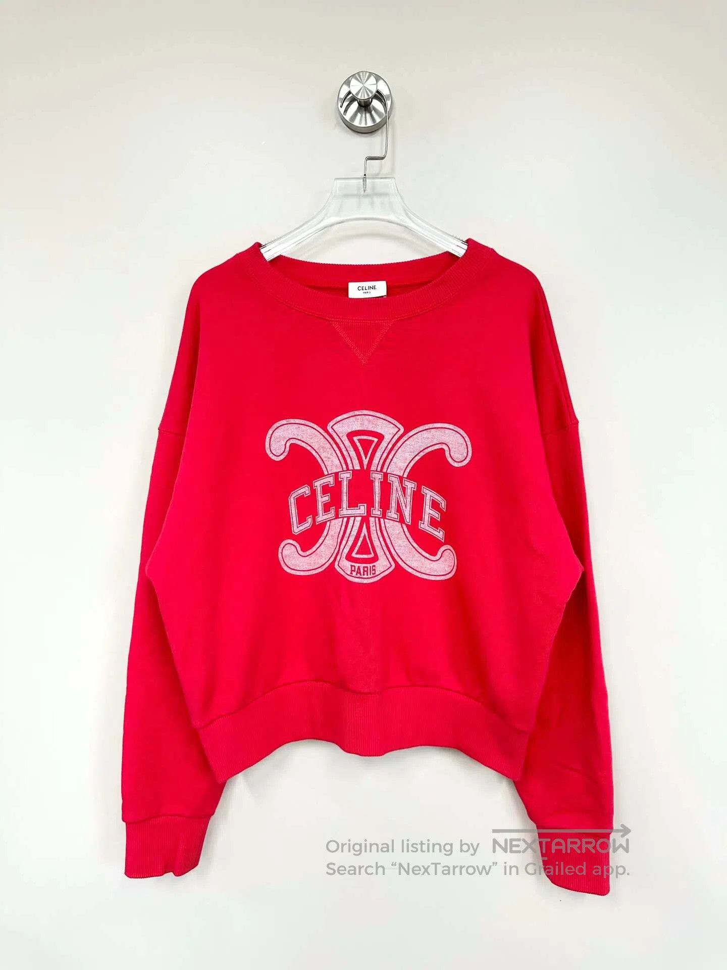 Celine CELINE Red Printed Logo Long Sleeve Sweatshirt| Size US S / EU 44-46 / 1 - 1 Thumbnail
