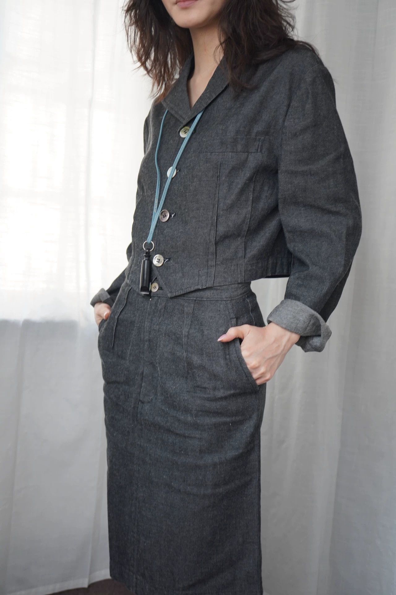 Comme des Garcons COMME des GARÇONS 1991SS Tricot Denim Tailored Set SM Size S / US 4 / IT 40 - 8 Thumbnail