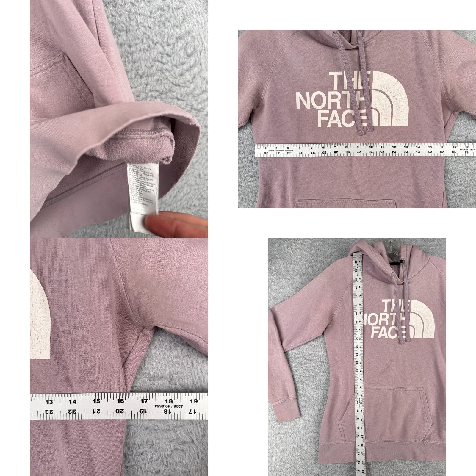 The North Face The North Face Hoodie Womens Small Pink White Pullover Cotton Blend Sweatshirt Crew Neck Regular Fit Logo Pockets Size S / US 4 / IT 40 - 8 Thumbnail