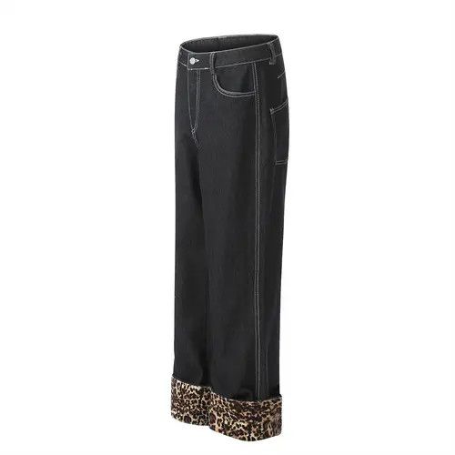Japanese Brand × Jean American high street leopard print cuffed jeans for men Size US 32 / EU 48 - 2 Thumbnail