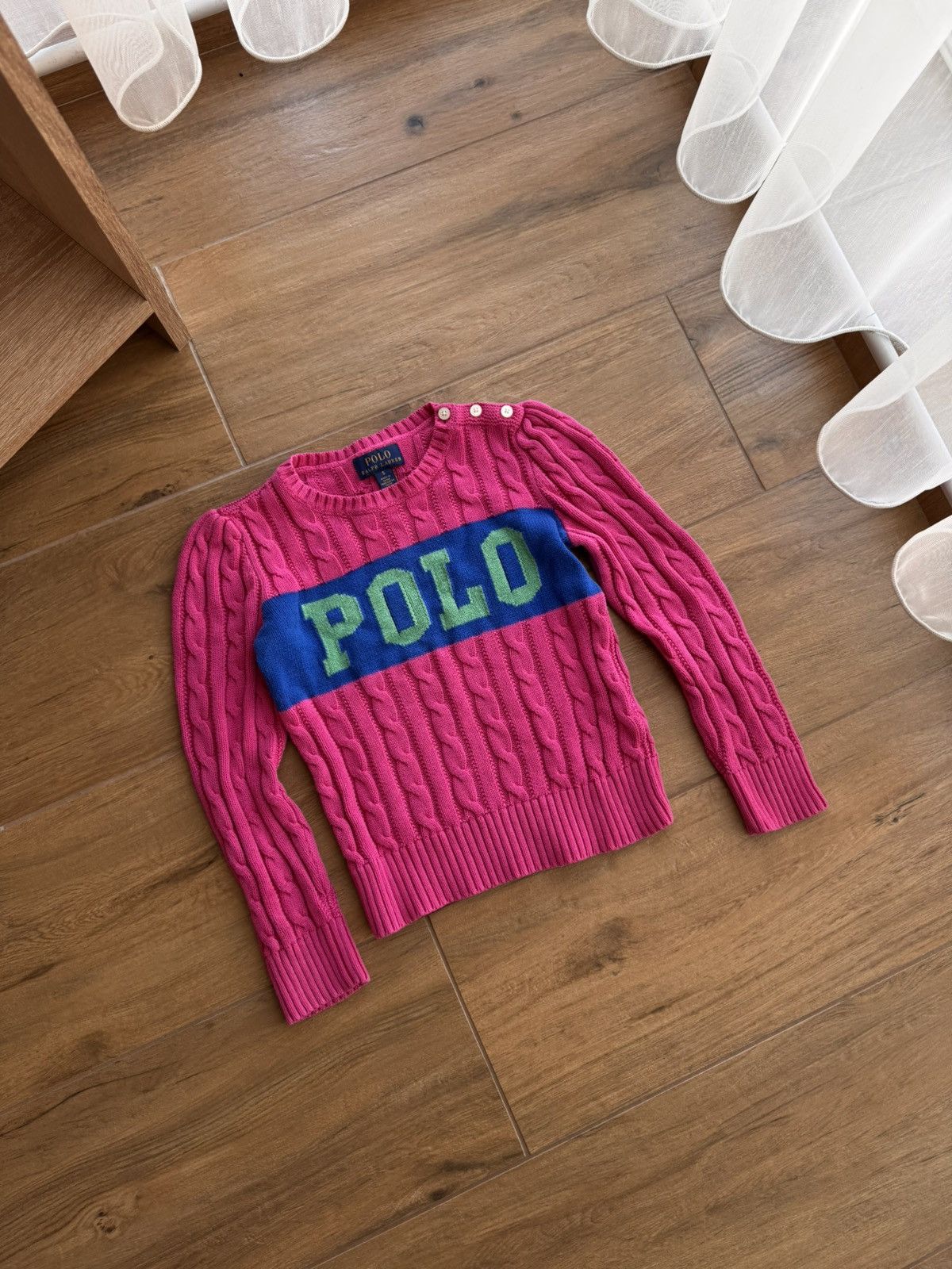 Polo Ralph Lauren × Vintage Vintage Polo Ralph Lauren Cable Knit Kids Size 5Y Sweater Size US S / EU 44-46 / 1 - 1 Thumbnail