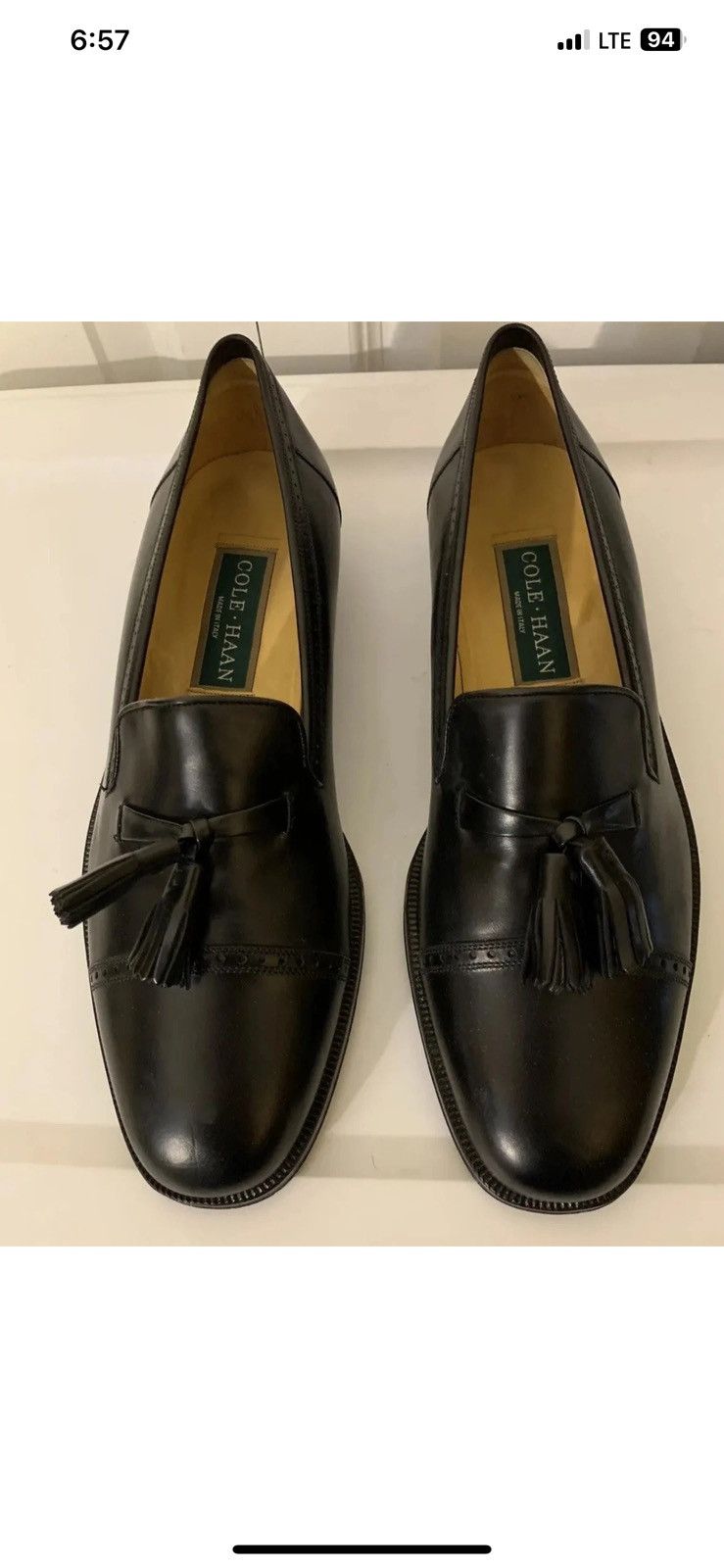 Cole Haan Cole Haan Black Cap-Toe Tassel Loafers Men 10M Made in Italy Size US 10 / EU 43 - 3 Thumbnail
