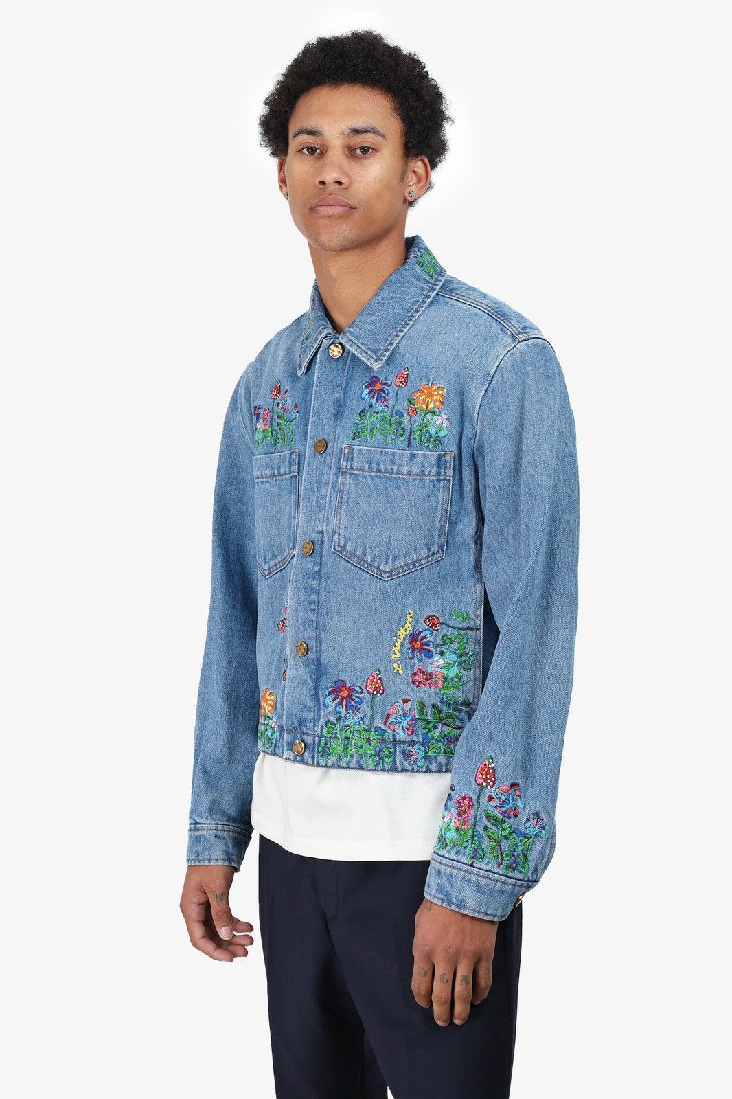 Louis Vuitton LOUIS VUITTON BLUE FLORAL EMBROIDERED DENIM JACKET Size US M / EU 48-50 / 2 - 9 Thumbnail