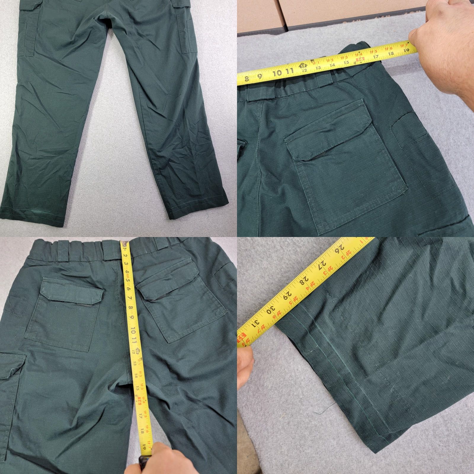 Vintage In Service Pants Mens 36x30 Green Cargo Lightweight Ripstop Workwear Elastic Waist Pockets Casual, Workwear Mens Pants 36x30 Green Size US 36 / EU 52 - 8 Thumbnail
