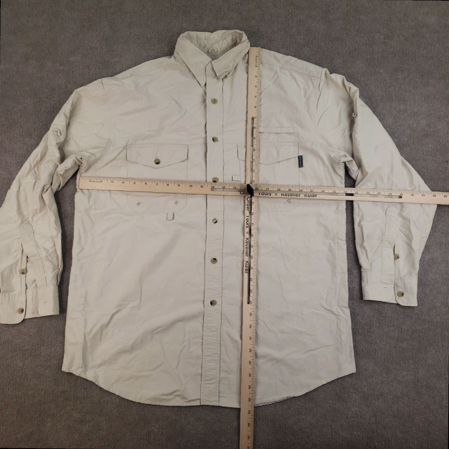 Vintage Woolrich Button Up Shirt Mens Large Beige Long Sleeve Outdoor Hiking Breathable Size US L / EU 52-54 / 3 - 2 Thumbnail