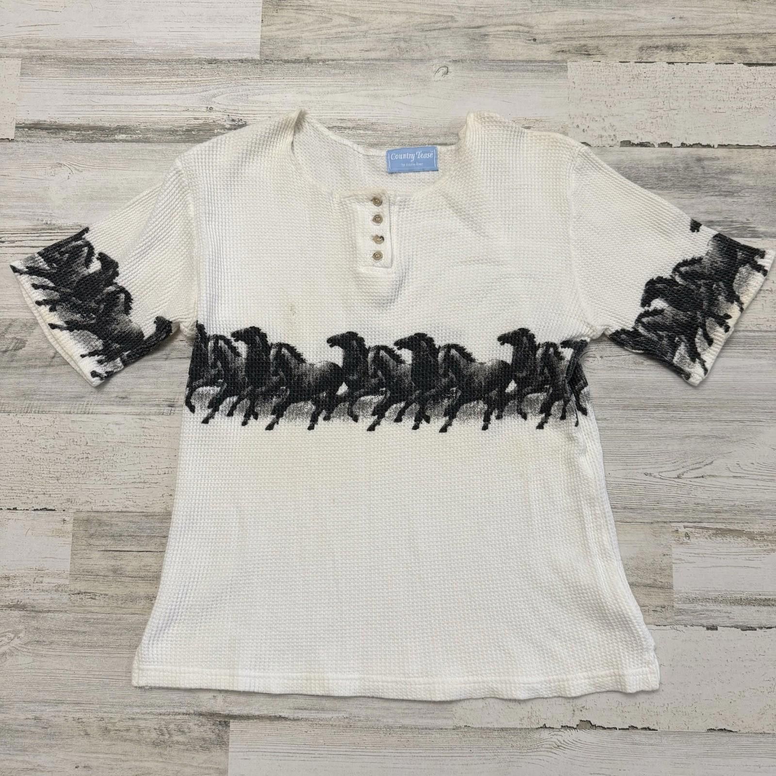 Designer Thermal 90s vtg horse country tee Medium Womens Size M / US 6-8 / IT 42-44 - 1 Thumbnail