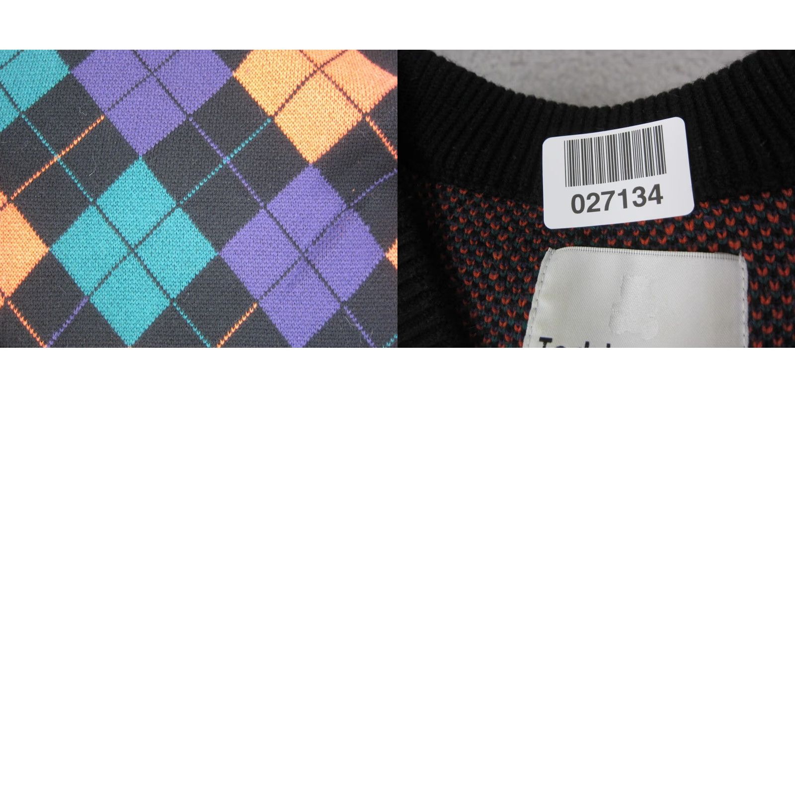 Teddy Fresh VINTAGE Teddy Fresh Sweater Mens M Black Argyle V-Neck Knit Pullover Pullover Knit Regular 80s 90s Winter Fall Spring Mens Size US M / EU 48-50 / 2 - 9 Thumbnail
