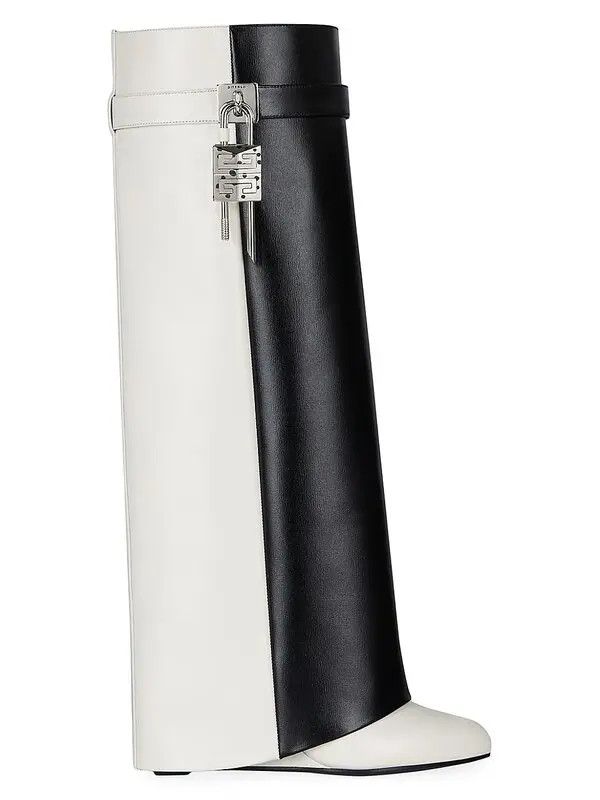 image of Givenchy O1Srvl11E0324 Shark Lock Boots In Black & White in Black/White, Women's (Size 6)