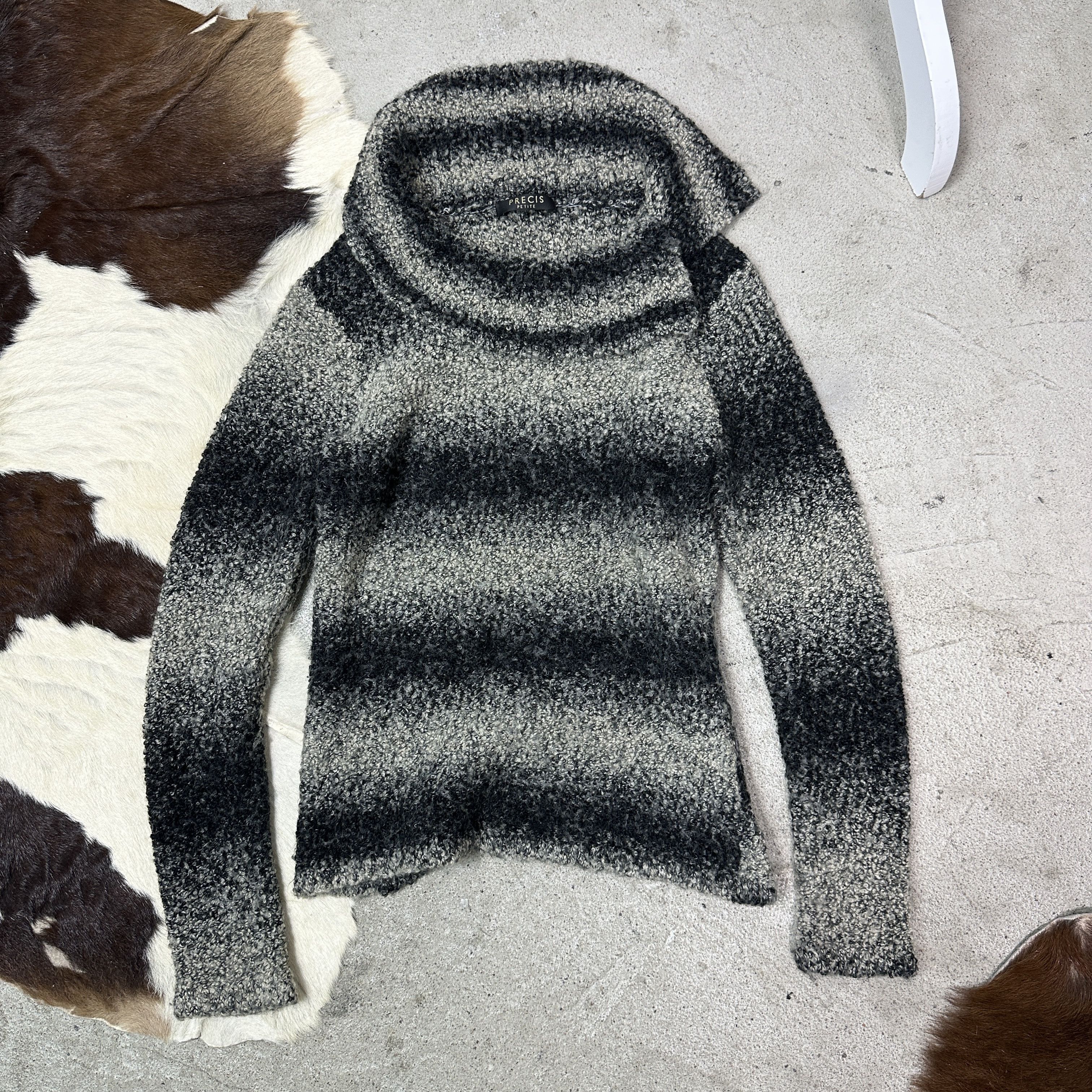 Vintage Vintage Avant Garde Grunge Striped Big Collar Sweater Y2K Size XS / US 0-2 / IT 36-38 - 2 Thumbnail