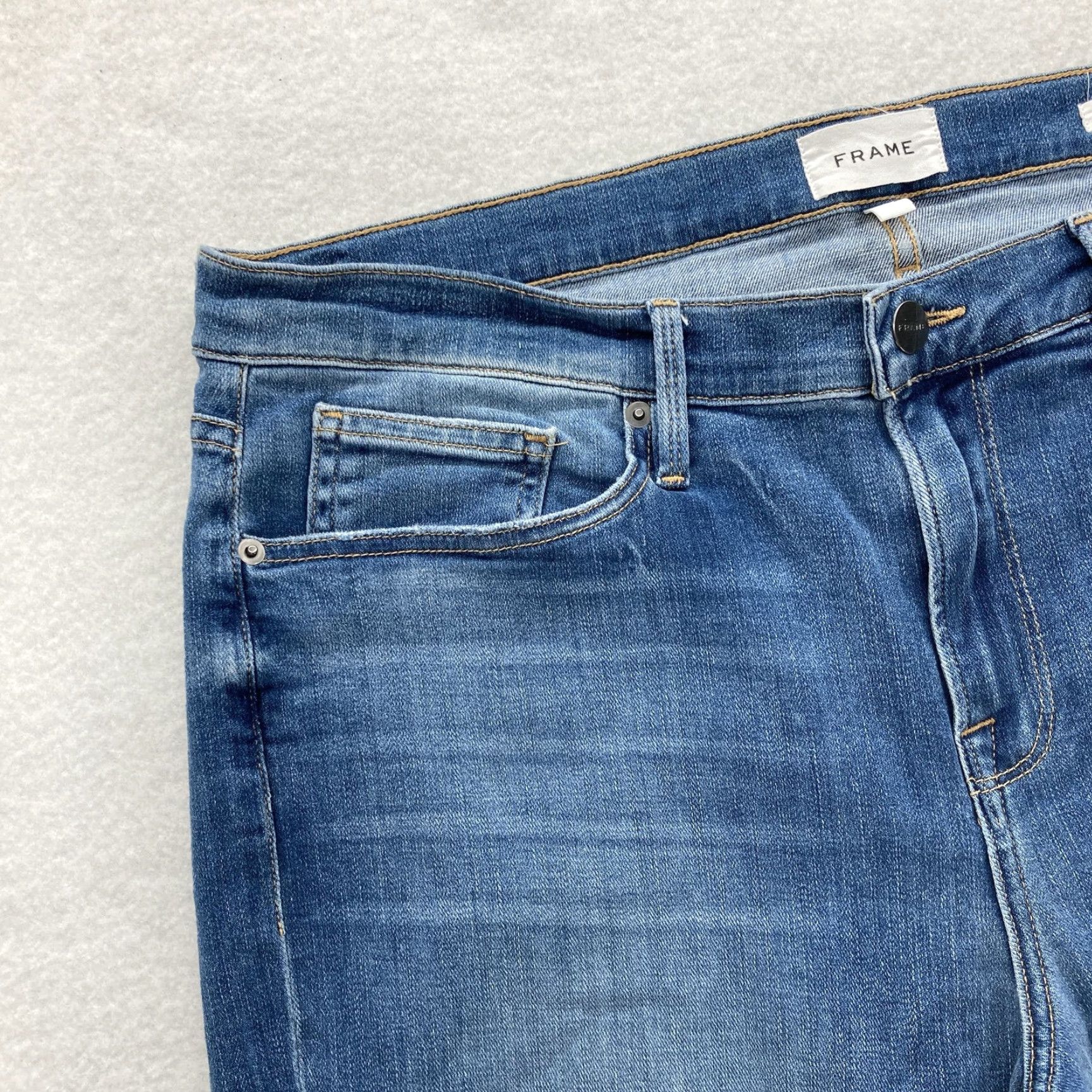 Frame FRAME Jeans Mens 38x32 Blue Denim L'Homme Skinny Surfside Wash Stretch Preppy Jeans Size US 38 / EU 54 - 3 Thumbnail