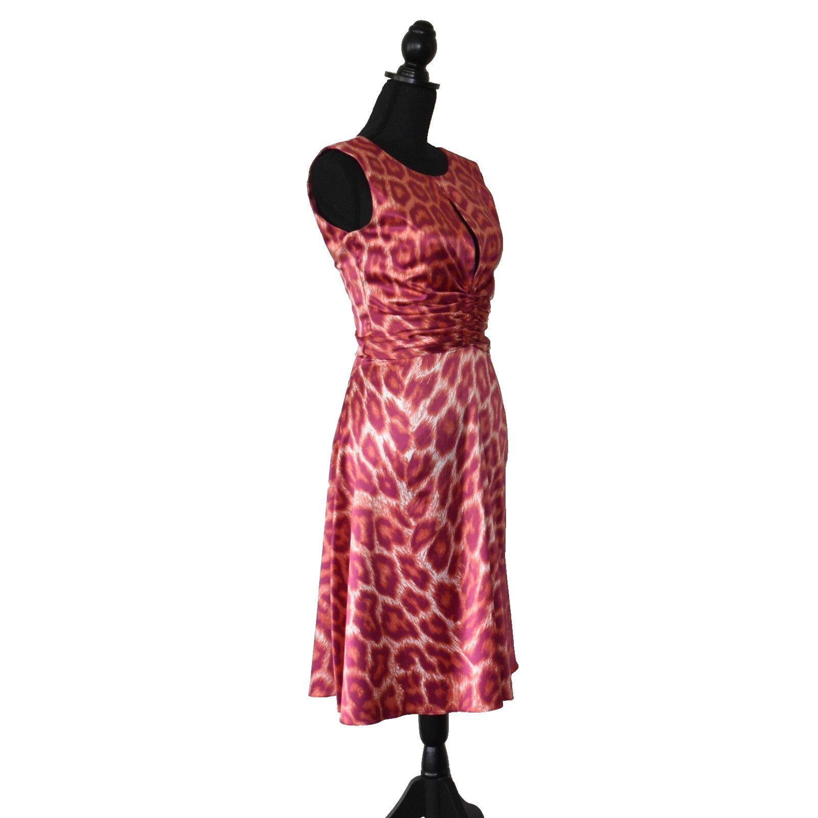 Just Cavalli JUST CAVALLI Red Leopard Signature Satin Fit Flare Dress 42 Size M / US 6-8 / IT 42-44 - 2 Thumbnail