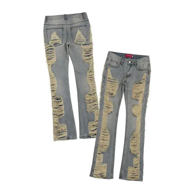 Japanese Brand Washed Ripped Frayed Jeans Pants with holes Size US 32 / EU 48 - 4 Thumbnail